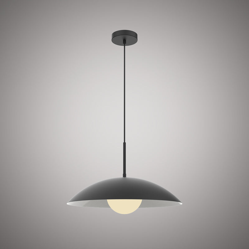 1 Lights Nordic Pendant Matte Black Outside/Matte White Inside Dimmable 60W