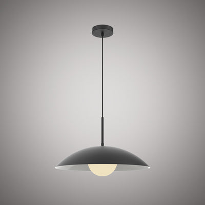 Nordic 1-Light Matte Black Outside/Matte White Inside Pendant Dimmable 60W