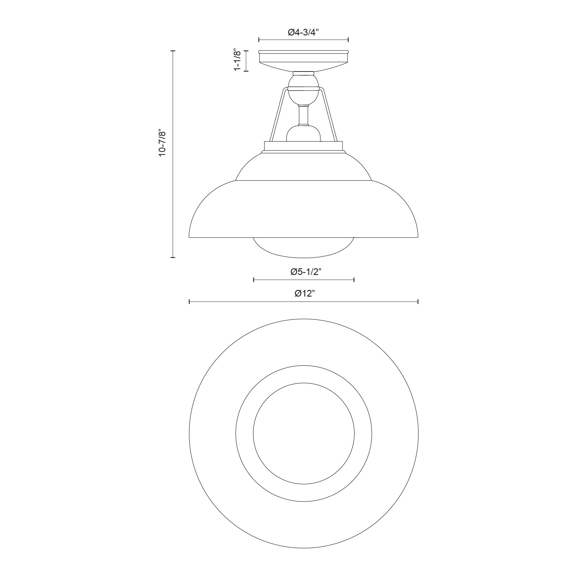 Palmetto 12-in Steel Semi-Flush Mount