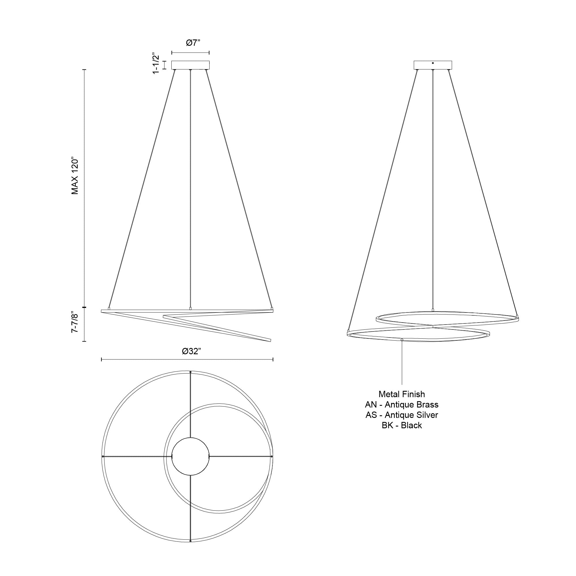 Twist 32-in Aluminum Pendant