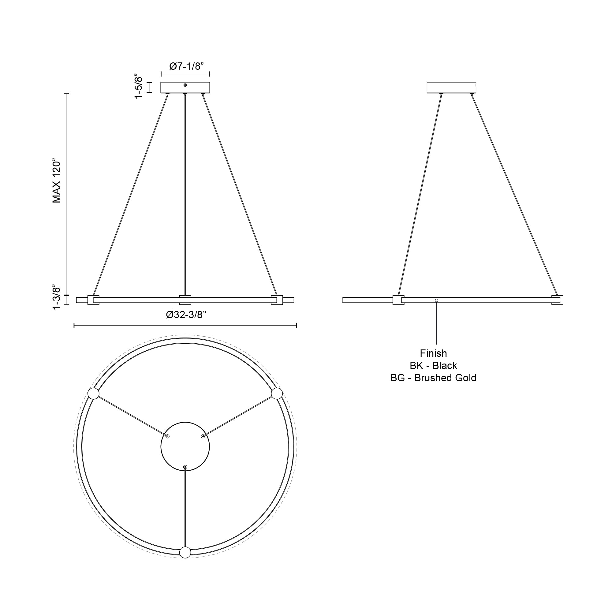 Bruni 32-in Aluminum Pendant