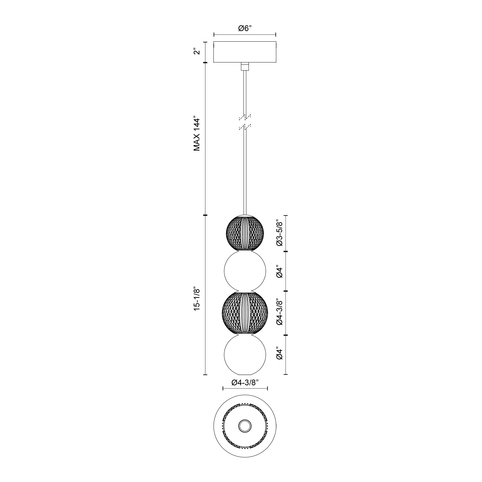 Onyx 5-in Steel Pendant