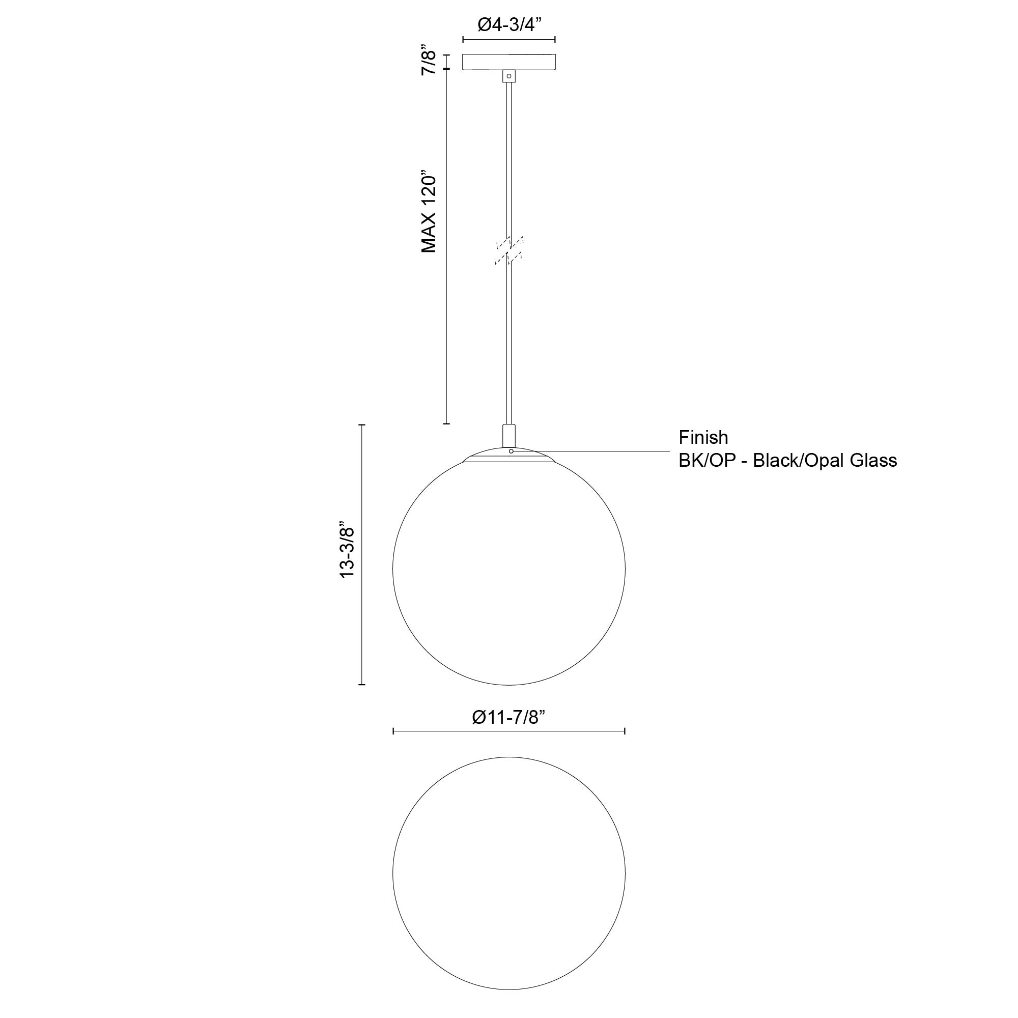 Marco 12-in Steel Pendant