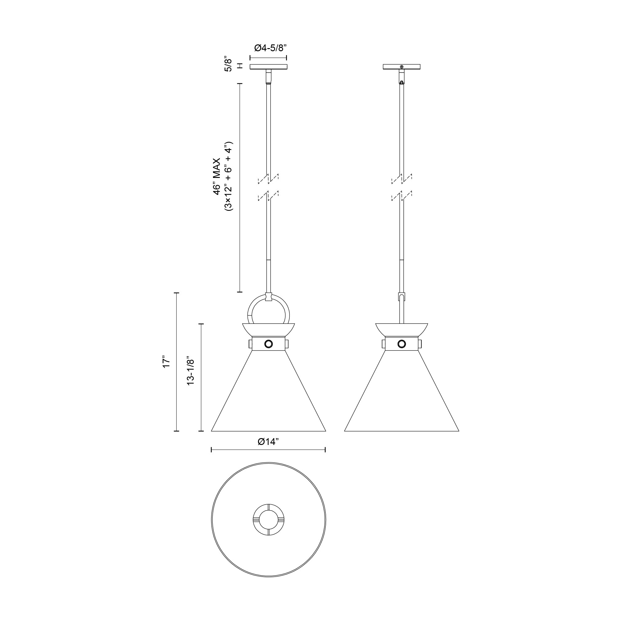 Emerson 14-in Steel Pendant