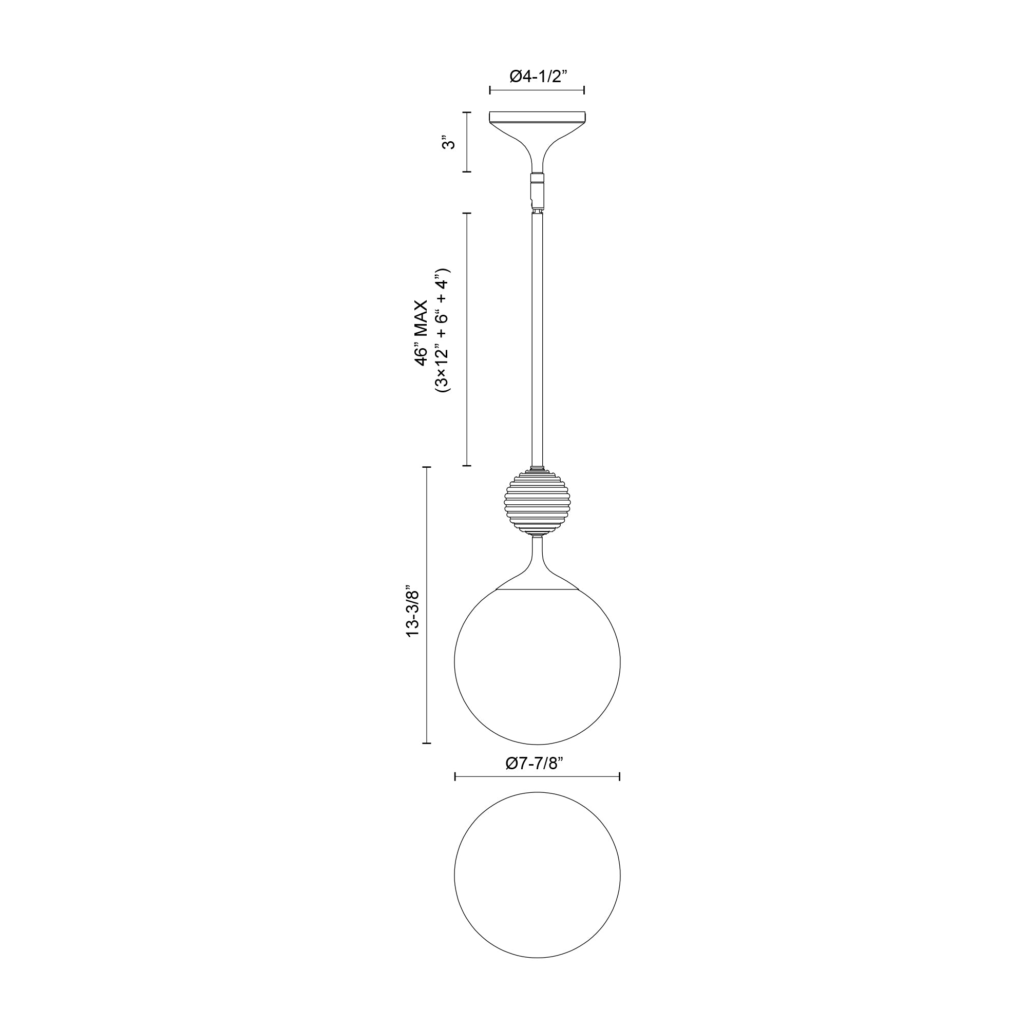 Celia 8-in Steel Pendant