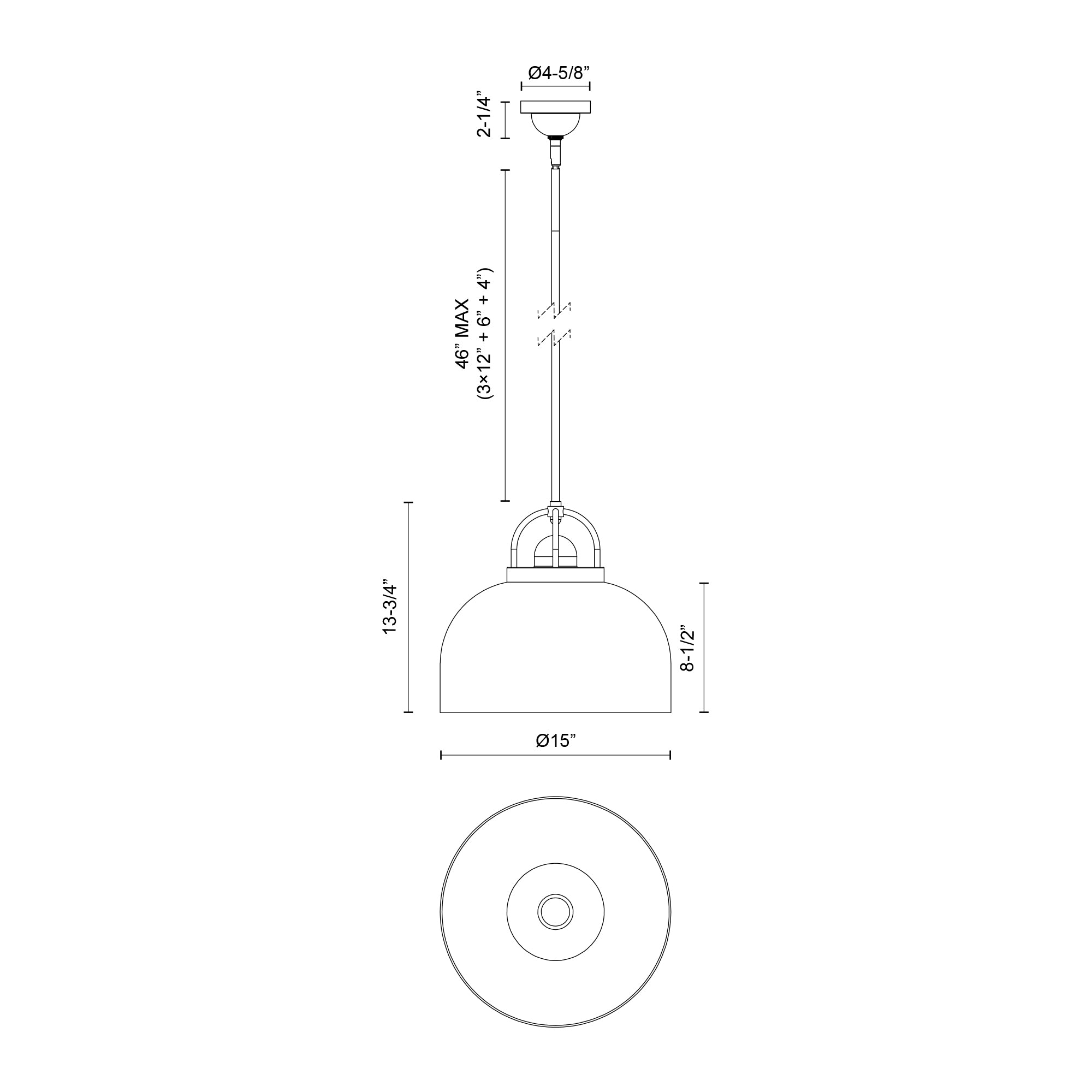 Lancaster 15-in Steel Pendant