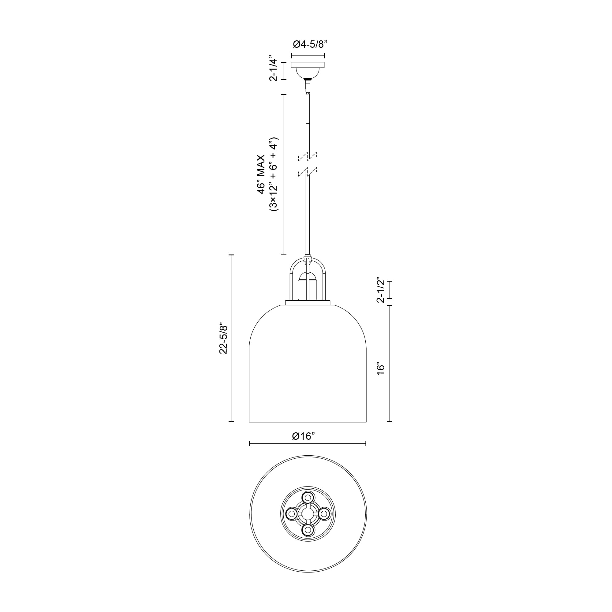 Lancaster 16-in Steel Pendant