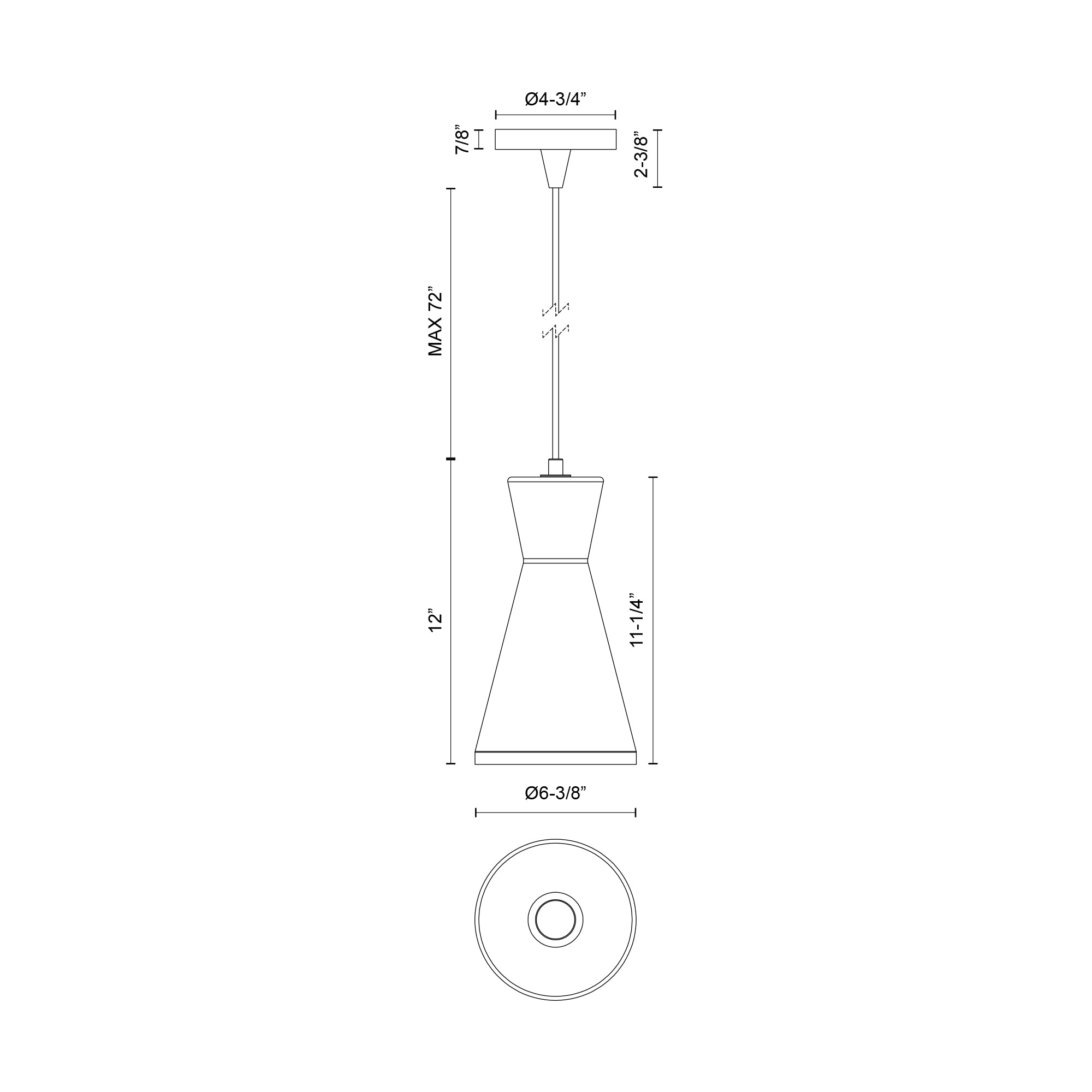 Betty 6-in Steel Pendant