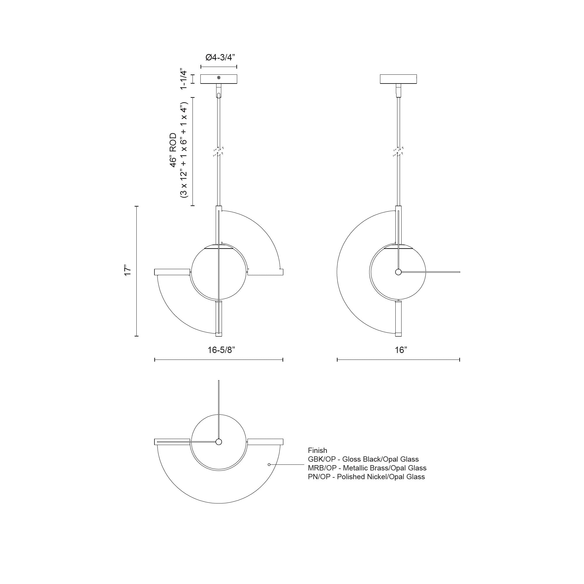 Scorpio 16-in Aluminum Pendant