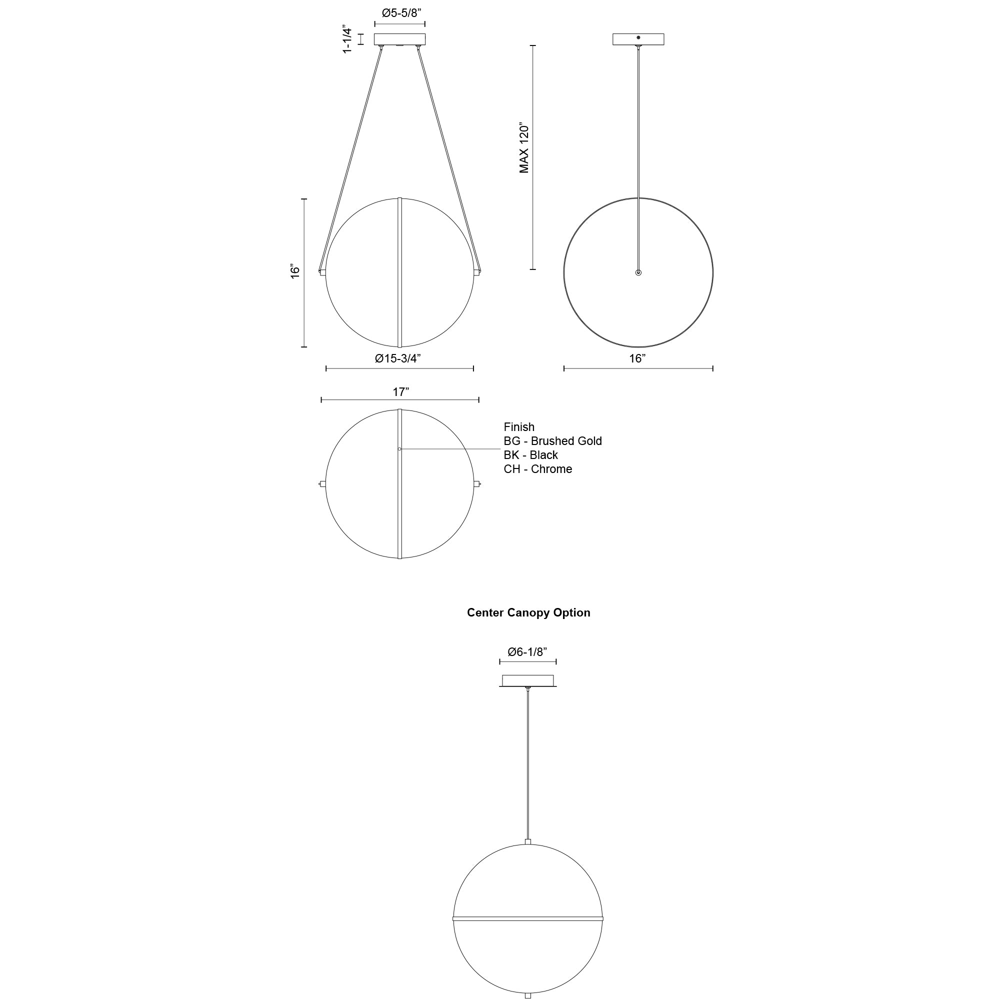 Aries 16-in Clear Acrylic Shade LED Pendant