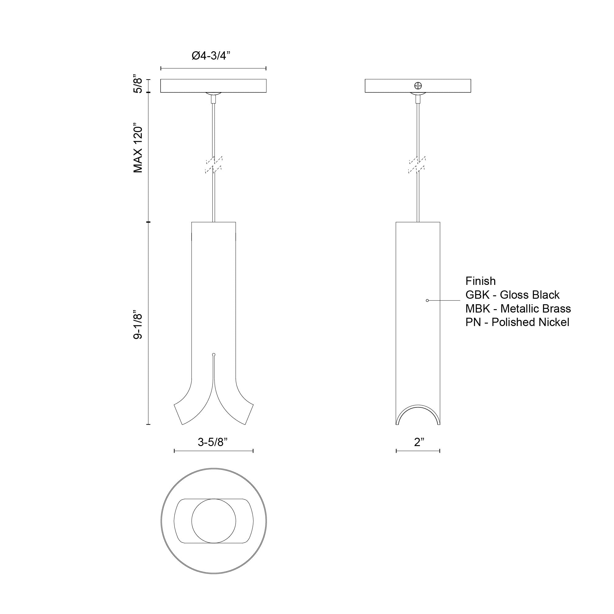 Husk 9-in Stainless Steel Pendant