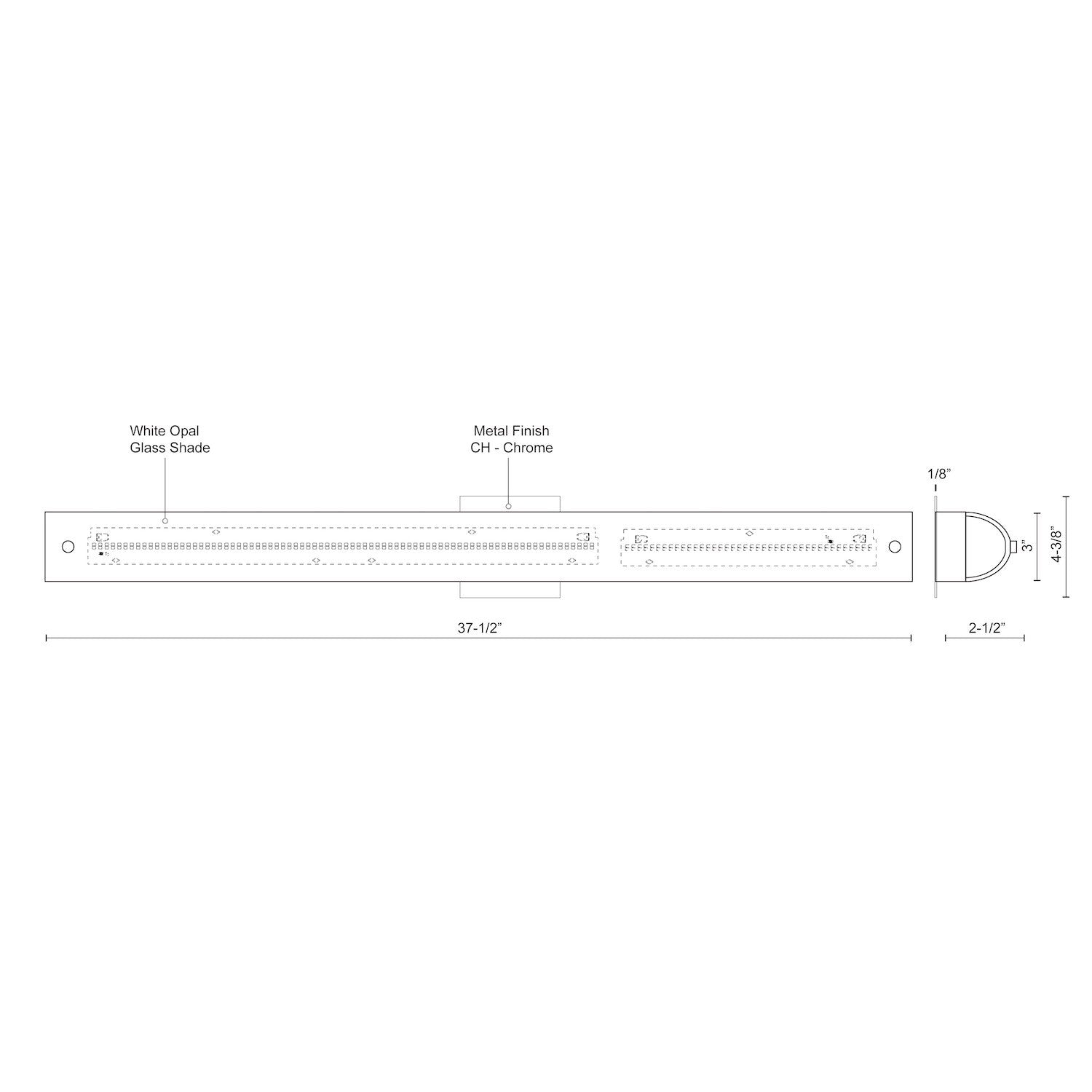 Peggy 38-in Aluminum Vanity Light