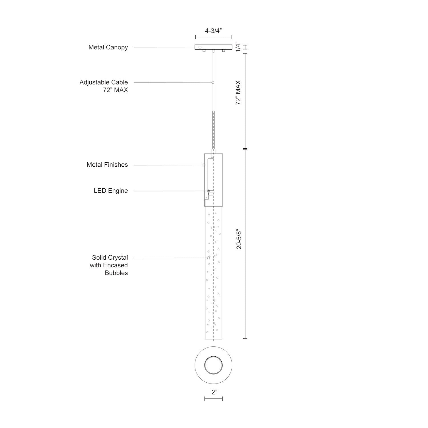 Pendula 21-in Steel Pendant