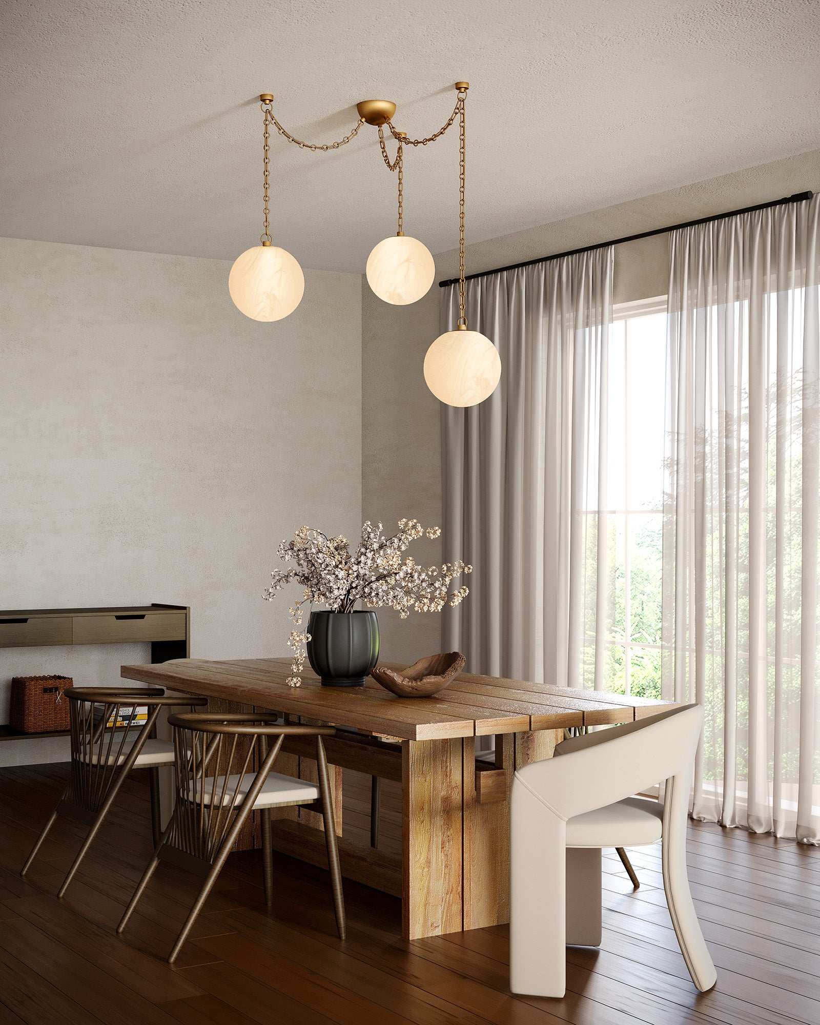Petra 12-in 3 Light Steel Chandelier