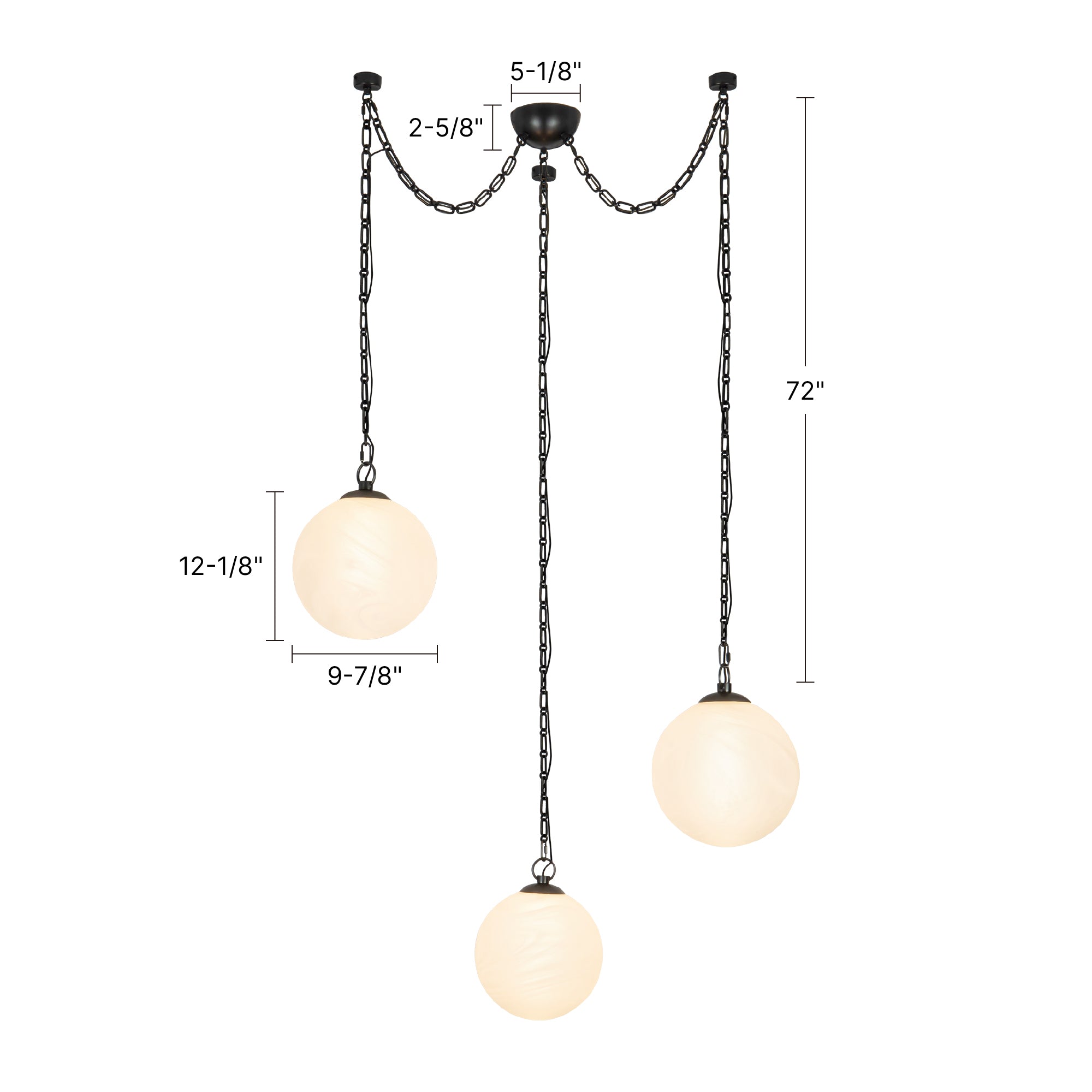Petra 12-in 3 Light Steel Chandelier