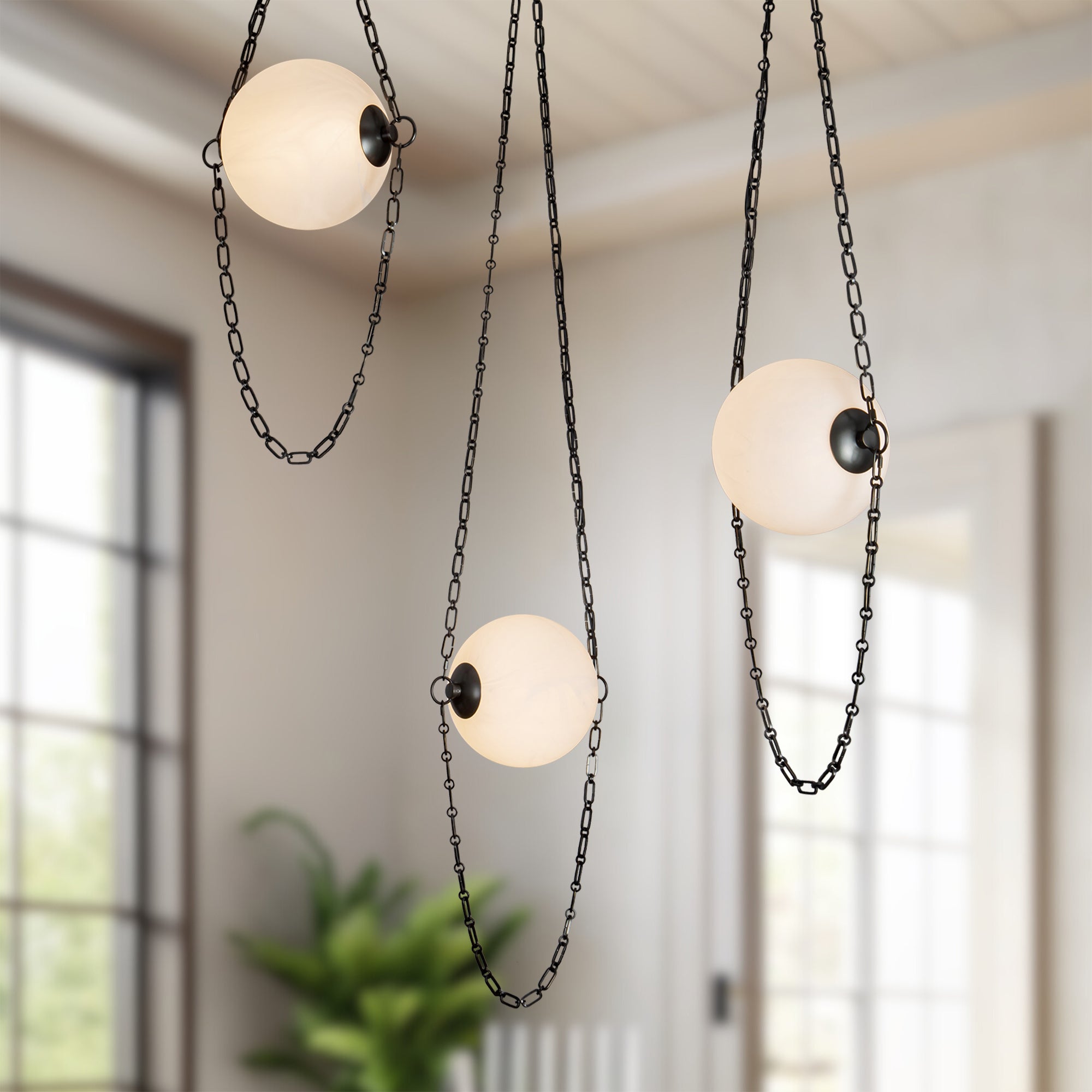 Petra 10-in 3 Light Steel Chandelier
