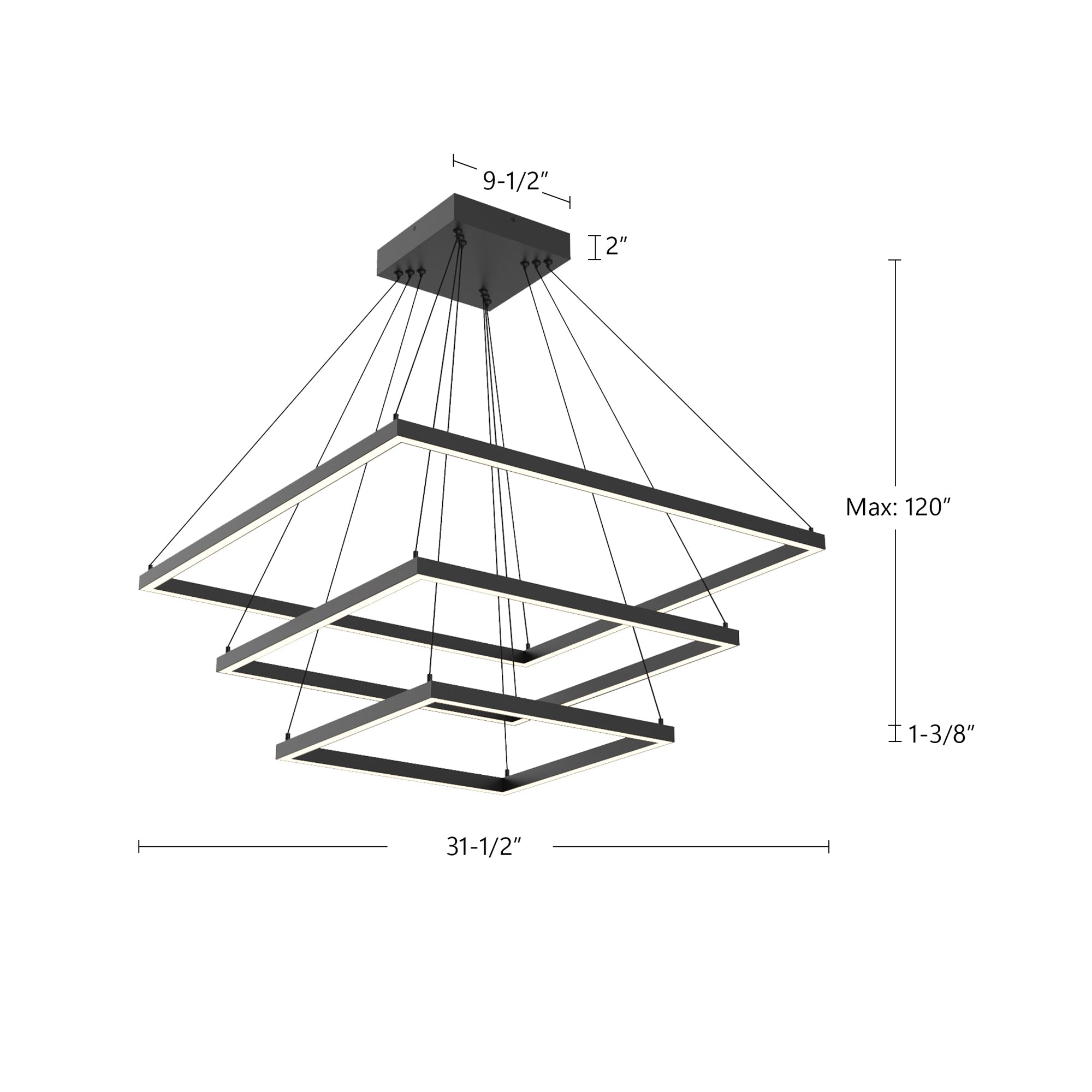 Piazza 32-in 3 Tier Aluminum Chandelier