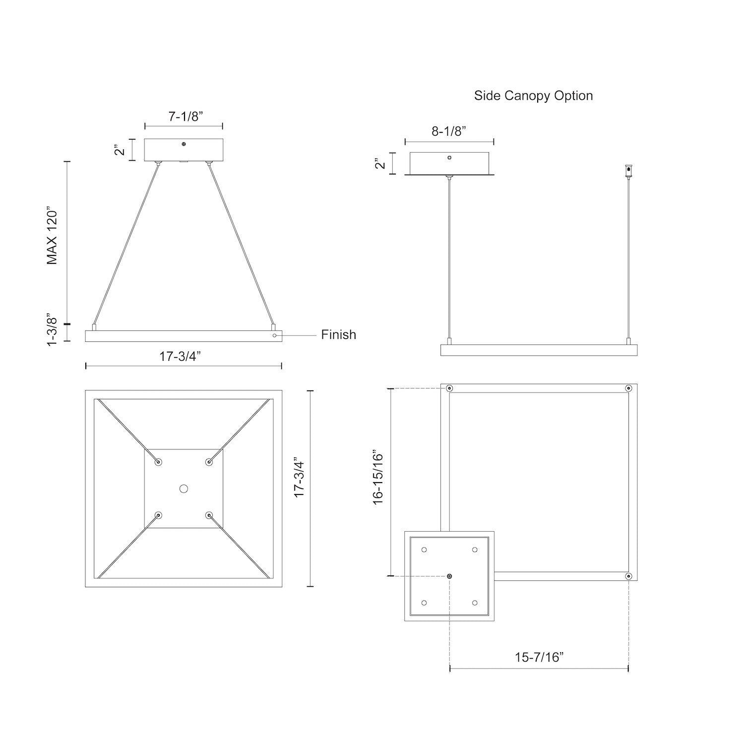 Piazza 18-in Mini Square LED Ring Pendant
