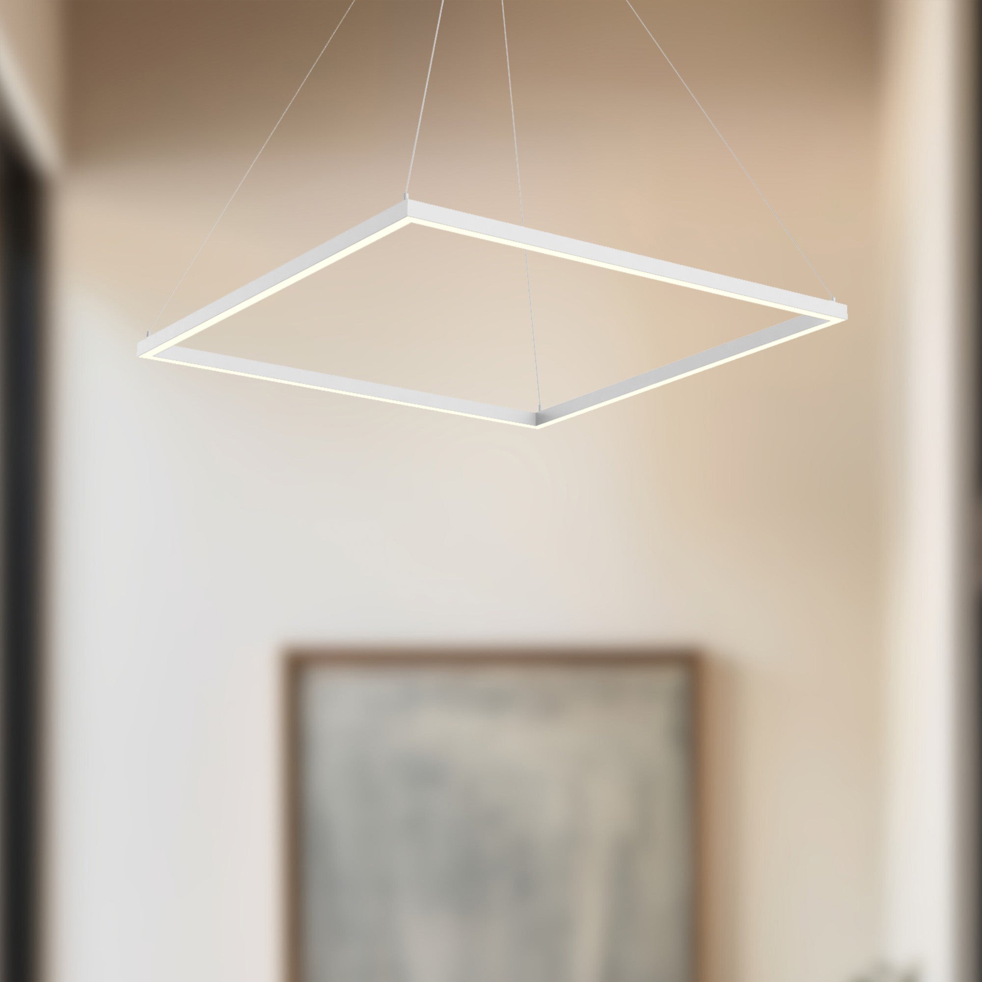Piazza 32-in Compact Square LED Ring Pendant