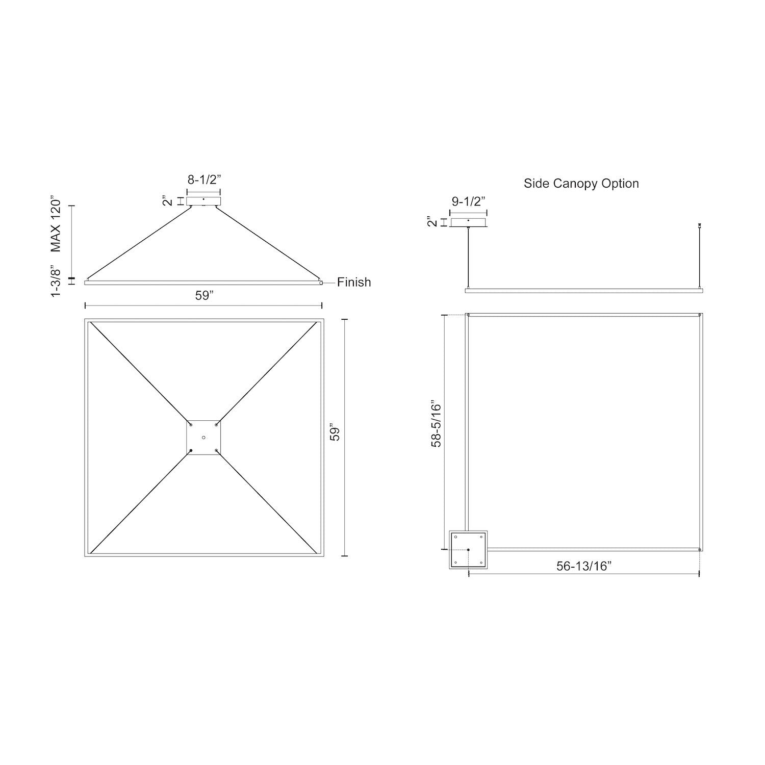 Piazza 60-in Oversized Square LED Ring Pendant