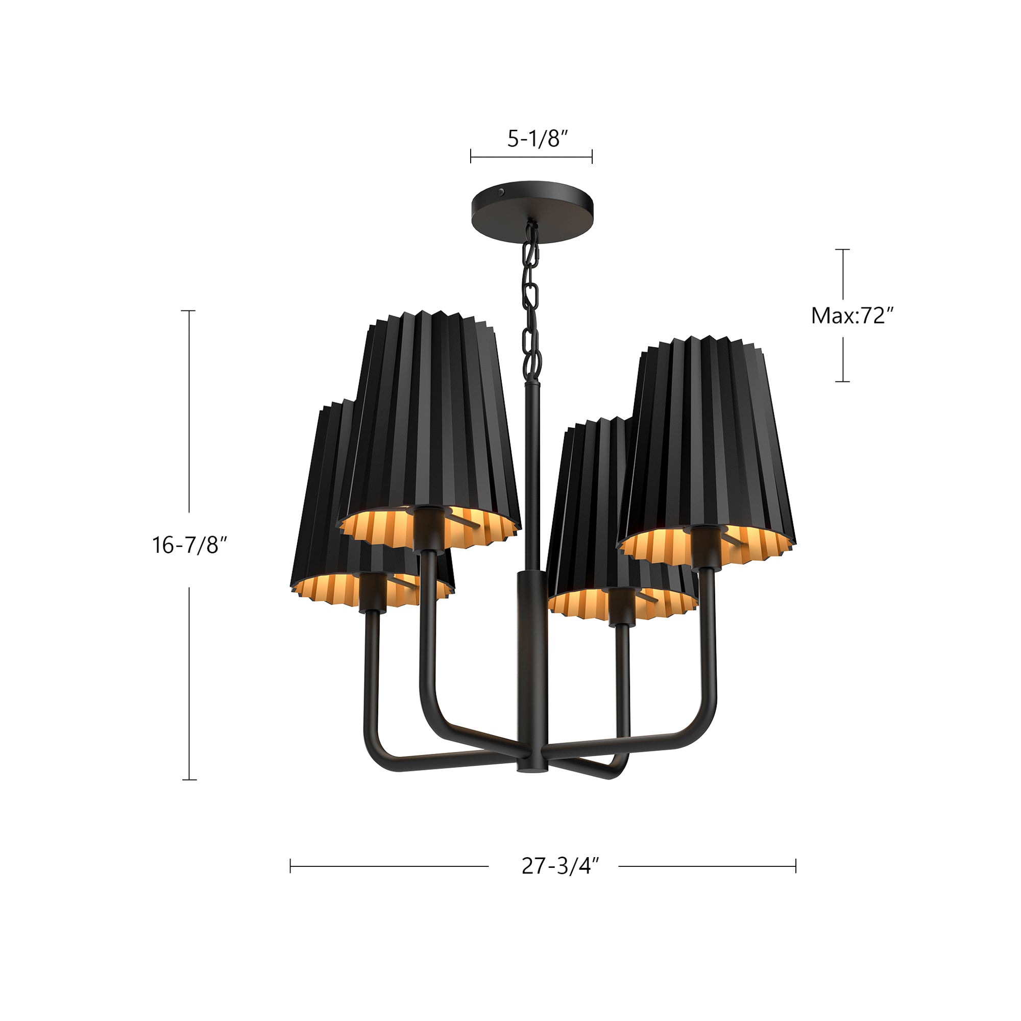 Plisse 23-in Steel Chandelier