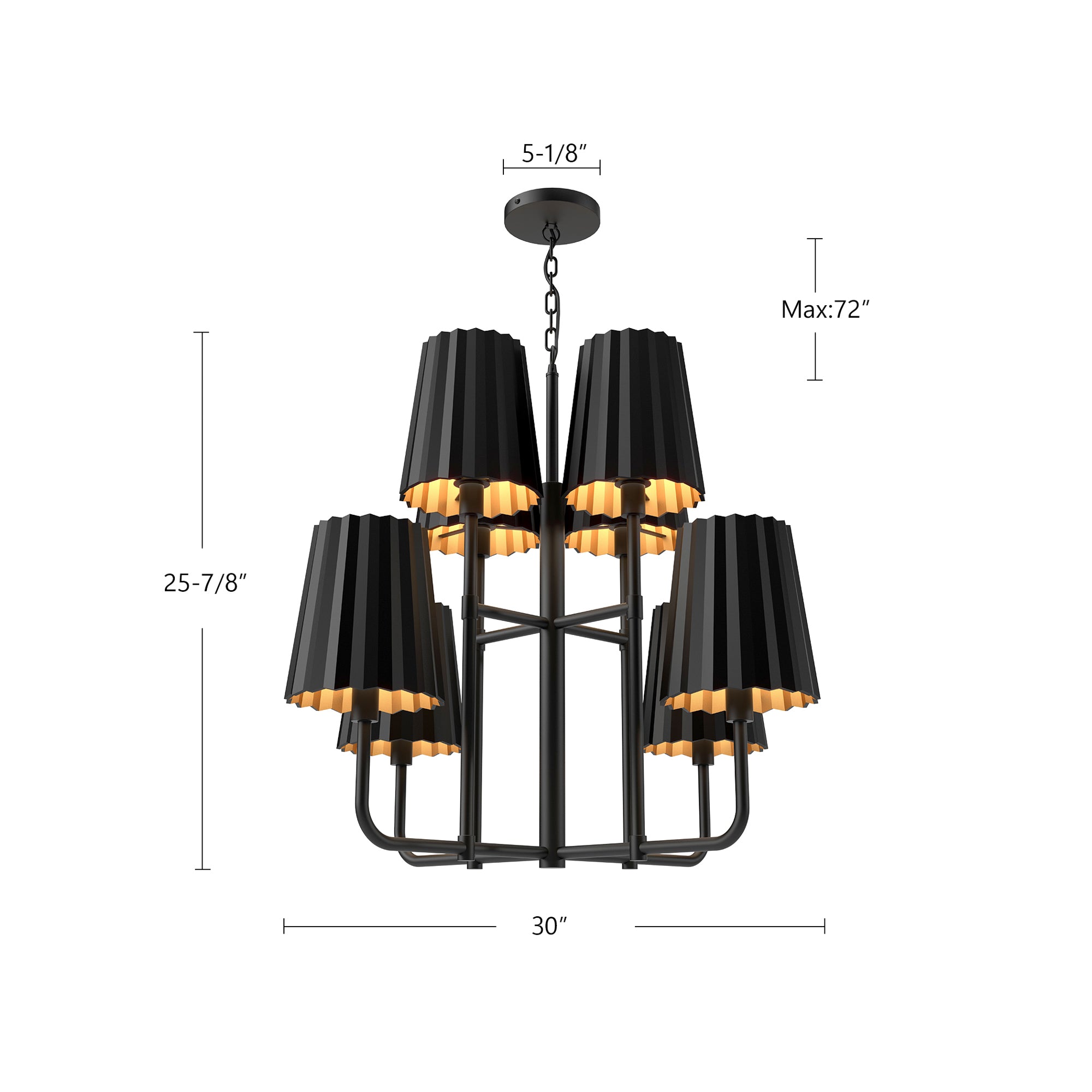 Plisse 30-in Steel Chandelier