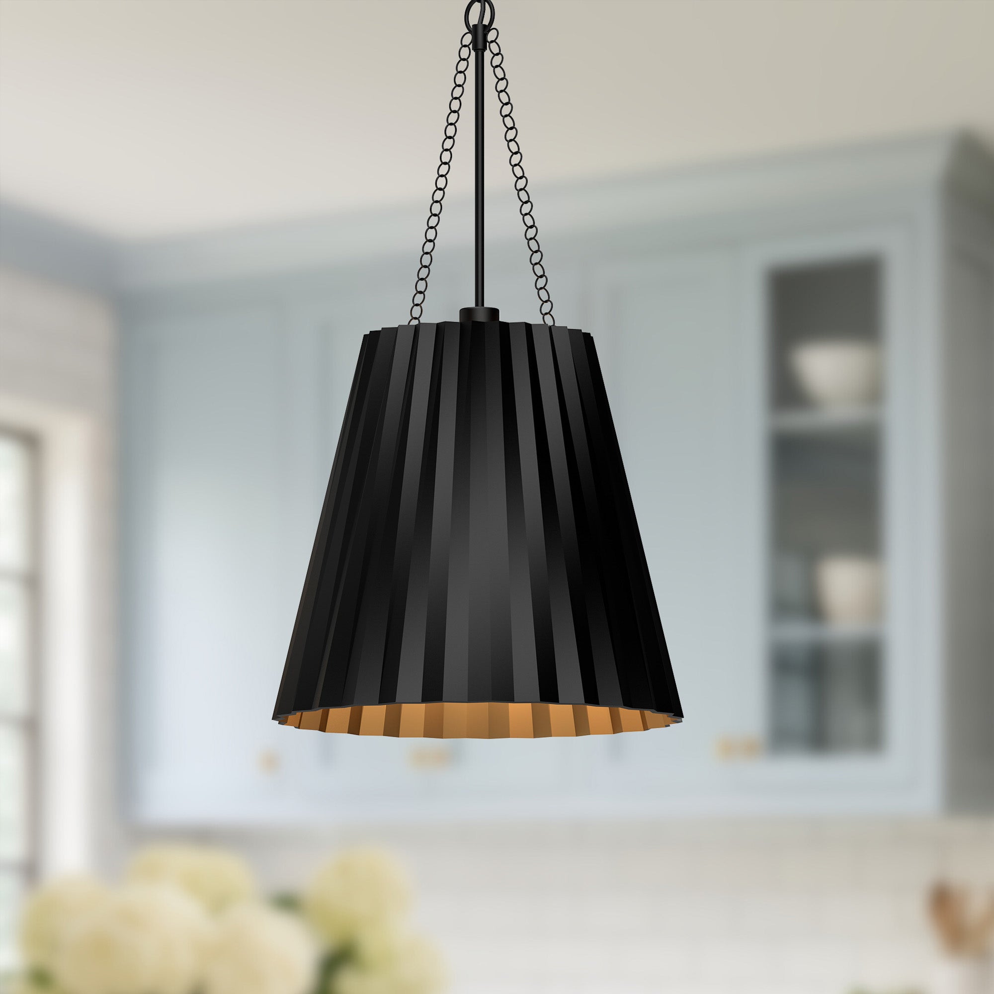 Plisse 16-in Steel Pendant