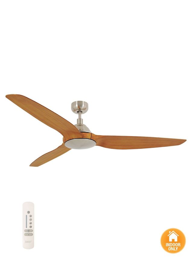 60 Inch DC Chrome Ceiling Fan in Brushed Chrome and Teak with Remote