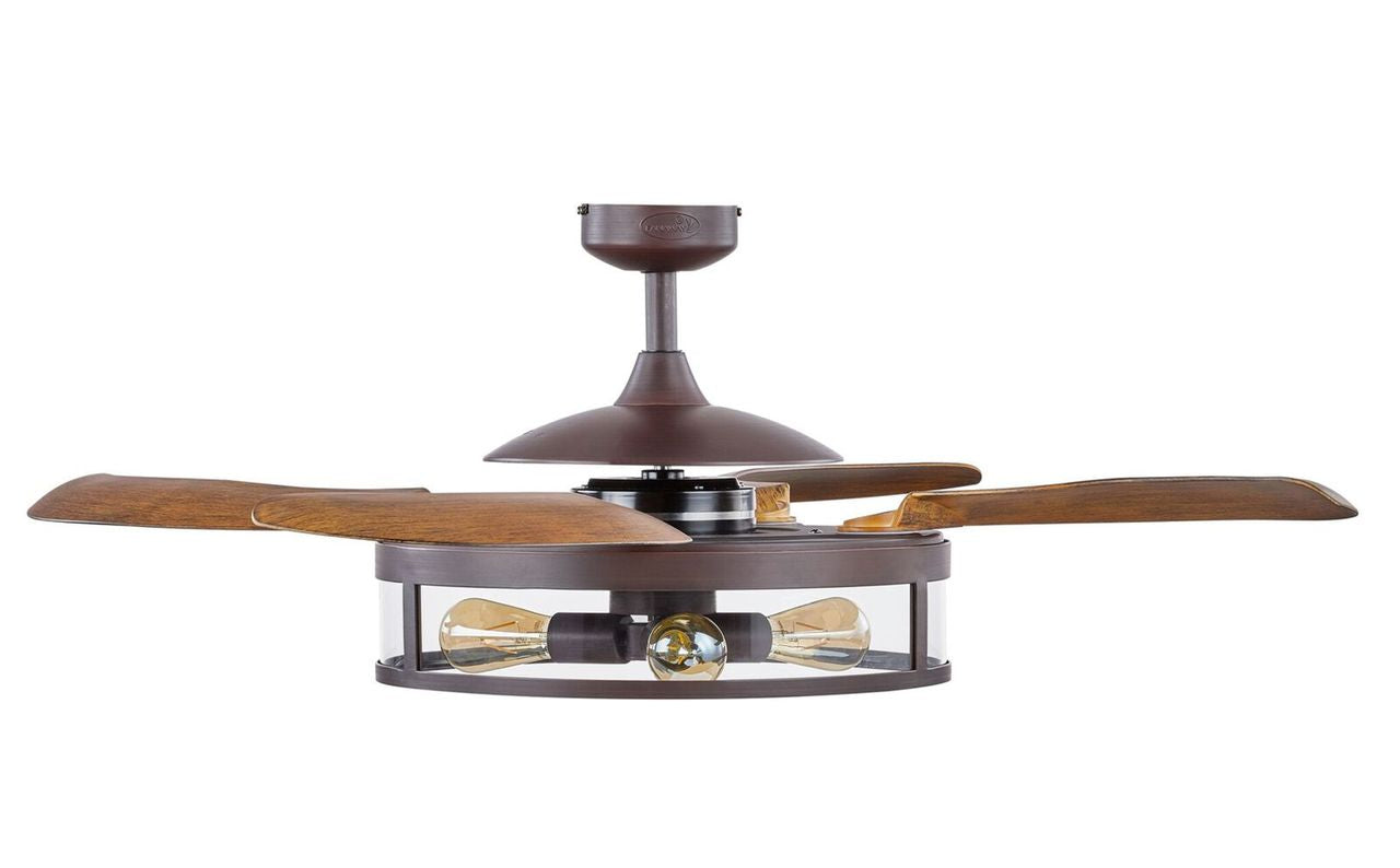 Classic 48 Inch 3 Light Bronze Fan with Retractable Blades