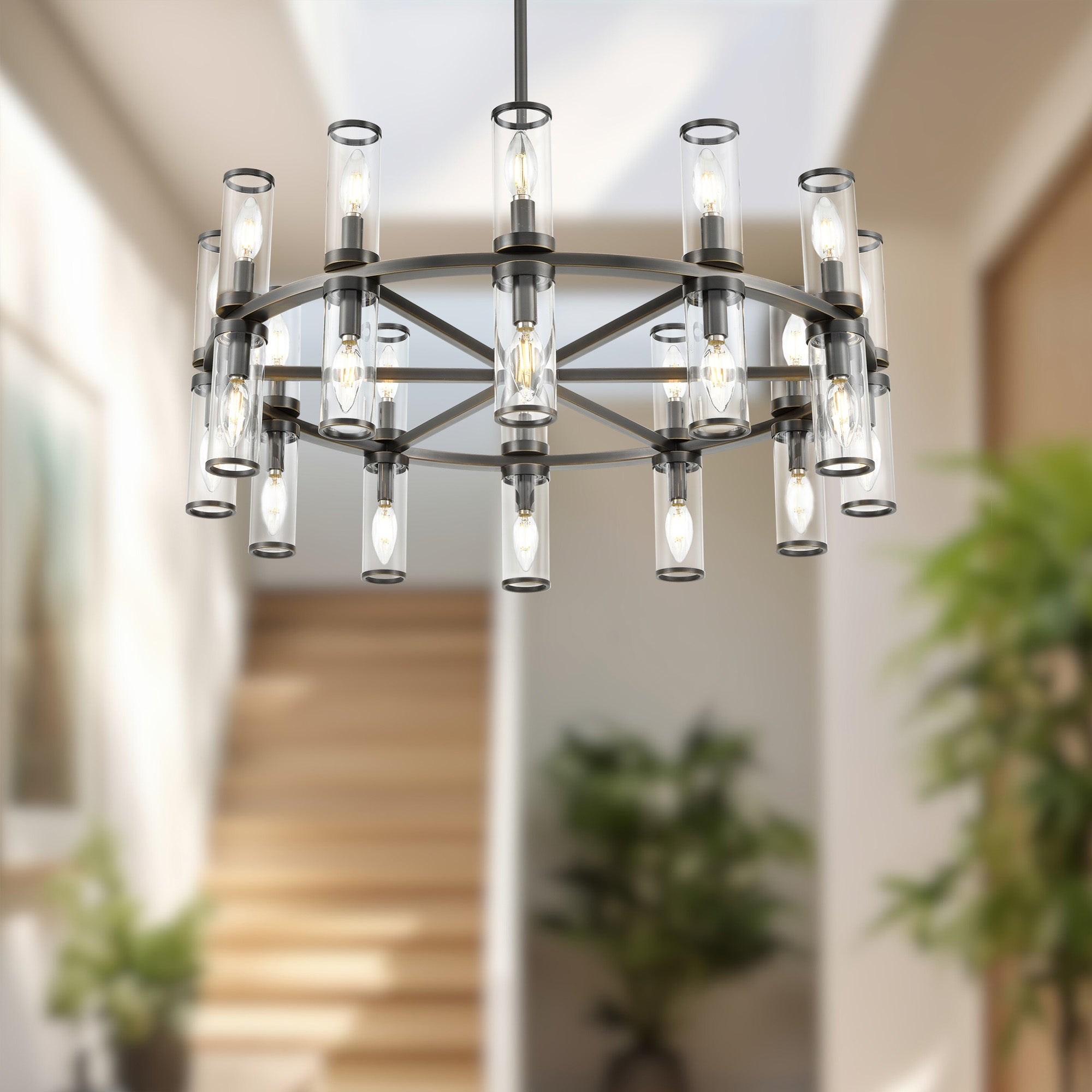 Revolve 33-in 24 Lights Steel Chandelier