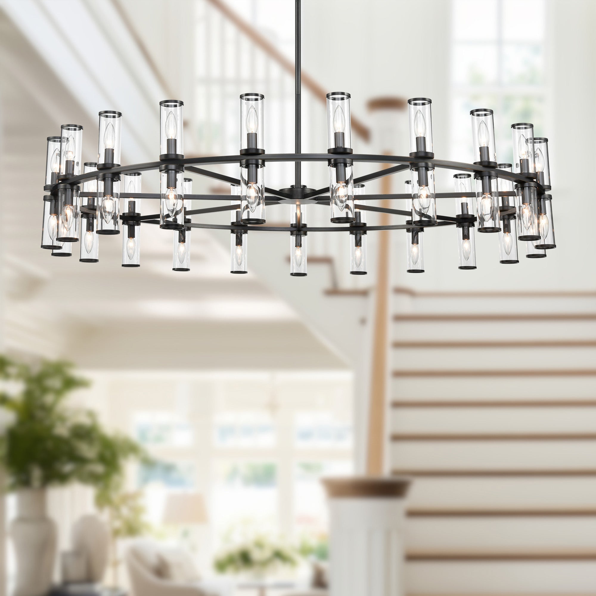 Revolve 61-in 42 Lights Steel Chandelier