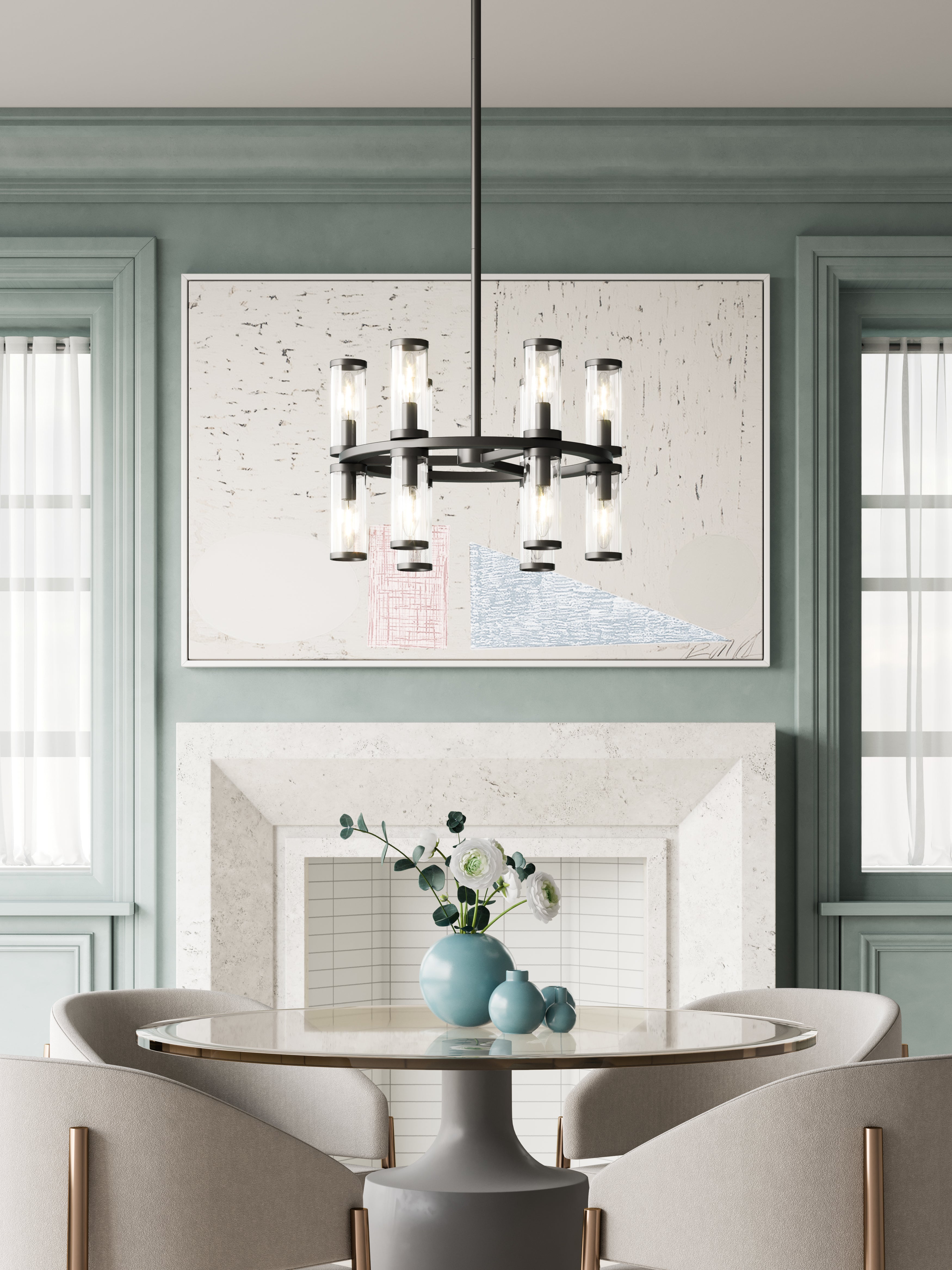 Revolve 19-in 12 Lights Steel Chandelier
