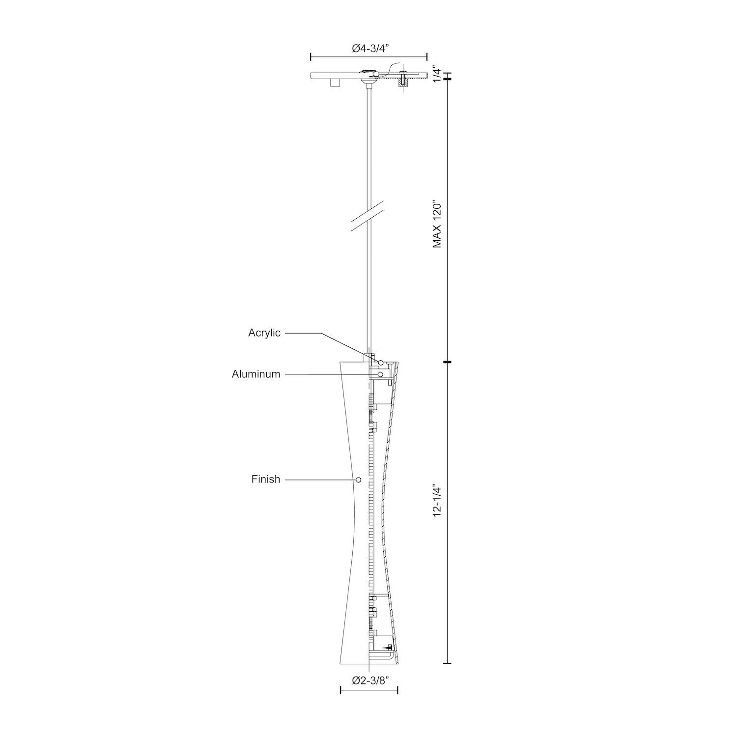 Robson 12-in Steel Pendant