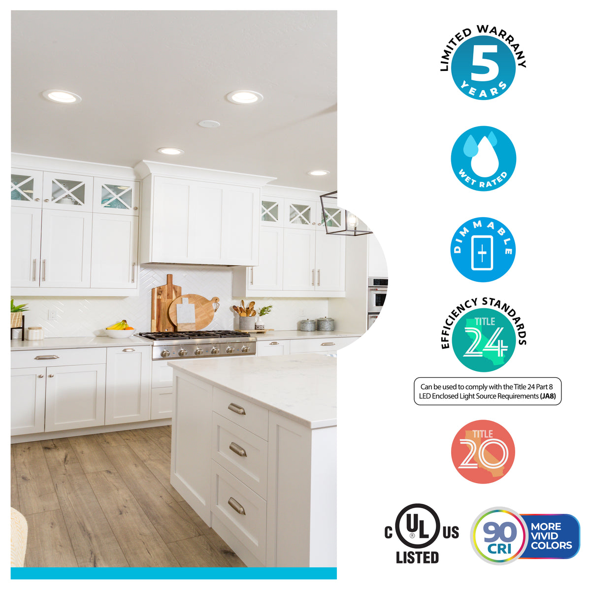4-inch White Round - Smooth Trim 12W Dimmable LED Retrofit Recessed Downlight, 3000K, 1100 Lumens, 4-Pack