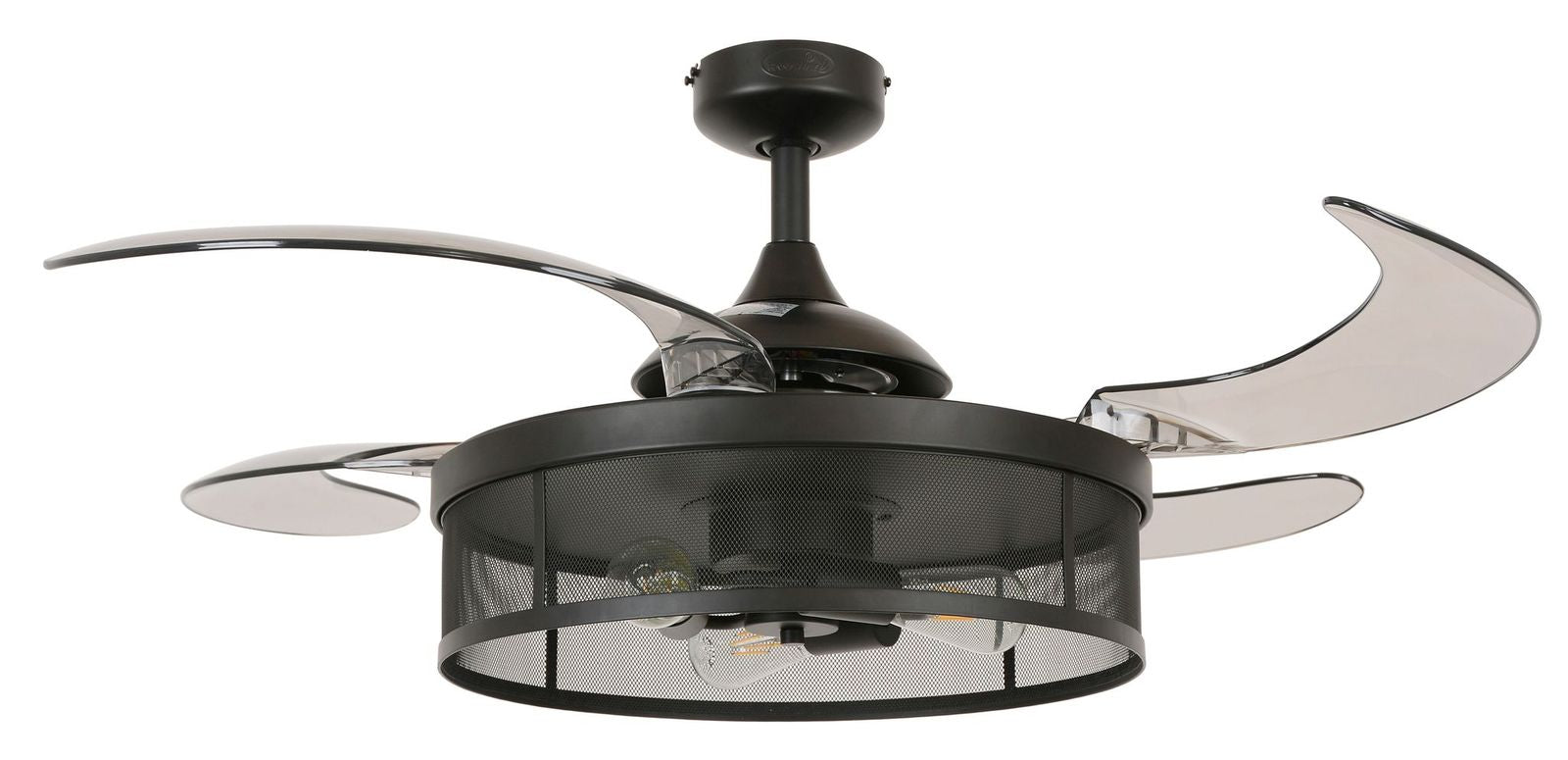 48 Inch Black Fan with 3 Lights and Retractable Blades Remote Included