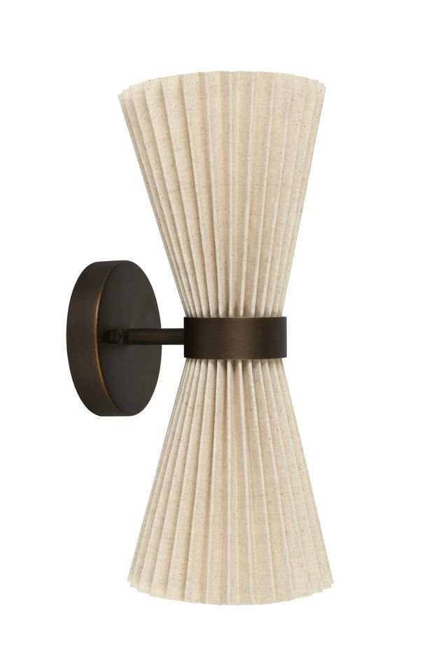 Amore 2 Light Bronze Linen Wall Sconce with Pleated Shades