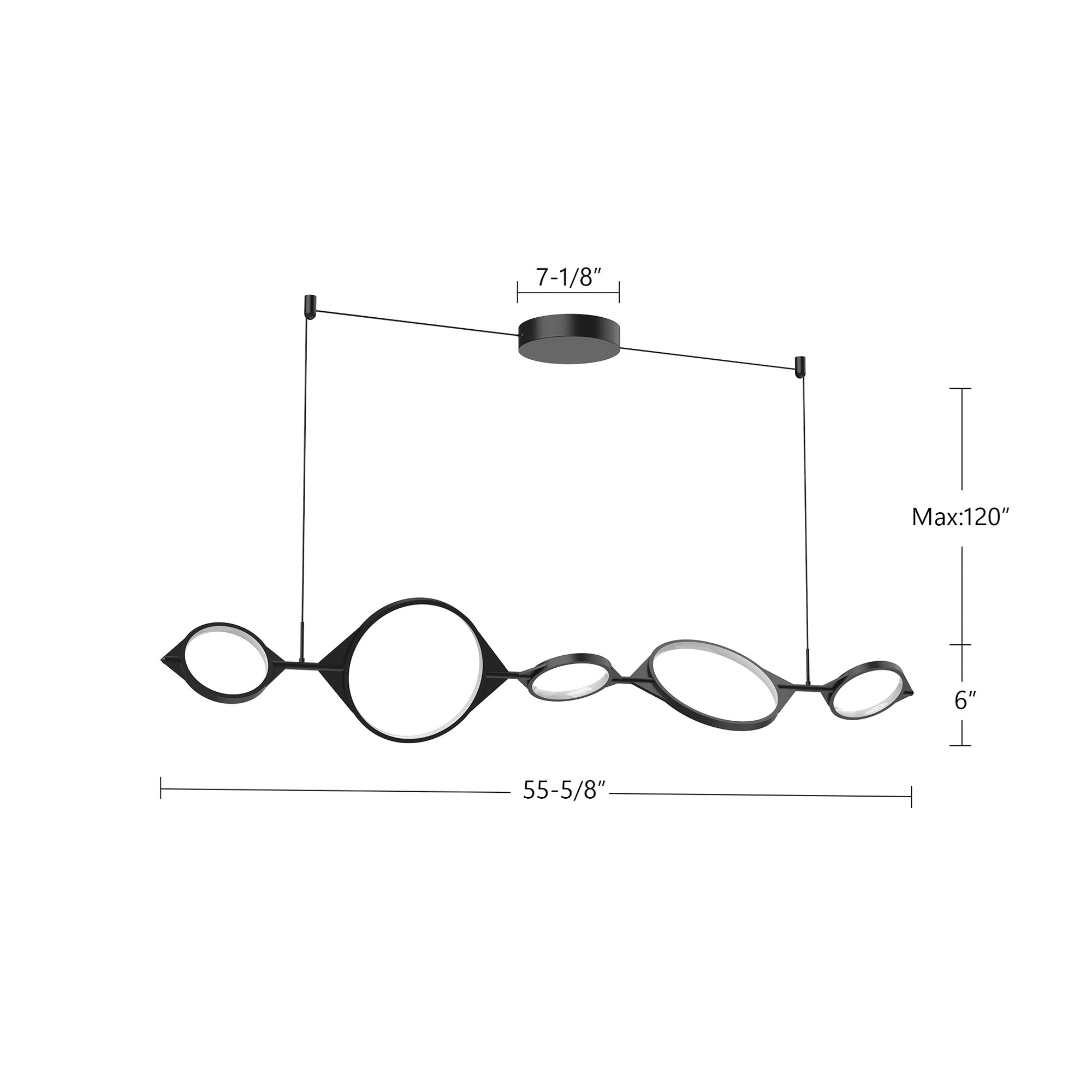 Serif 57-in Aluminum Linear Pendant