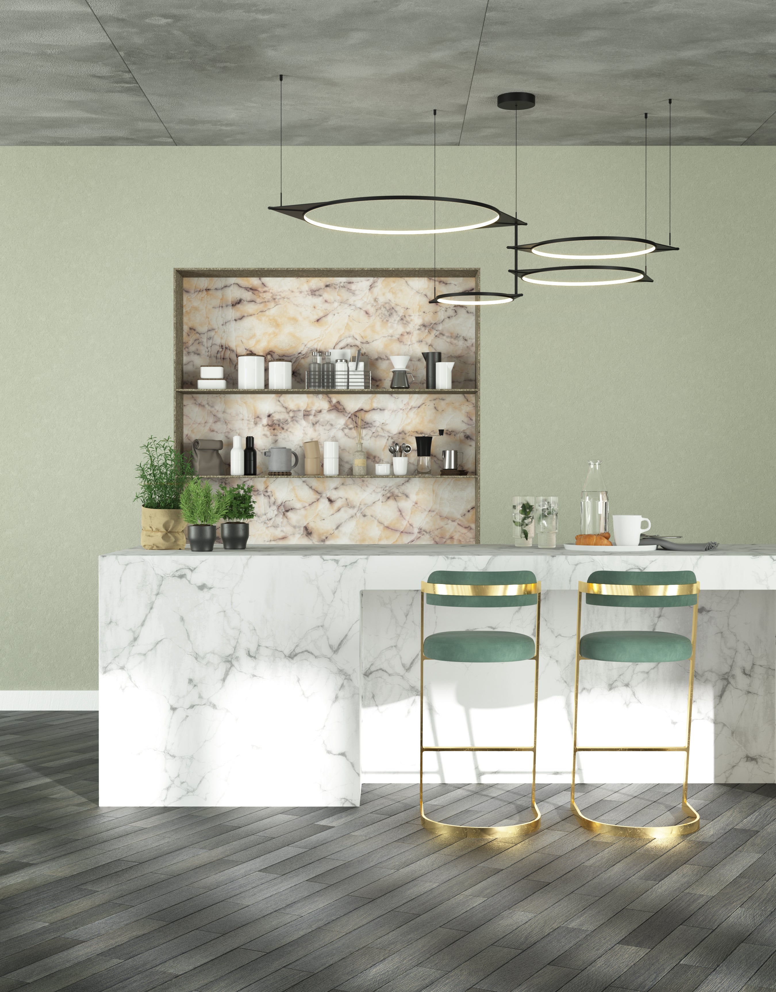 Serif 36-in Aluminum Multi Pendant