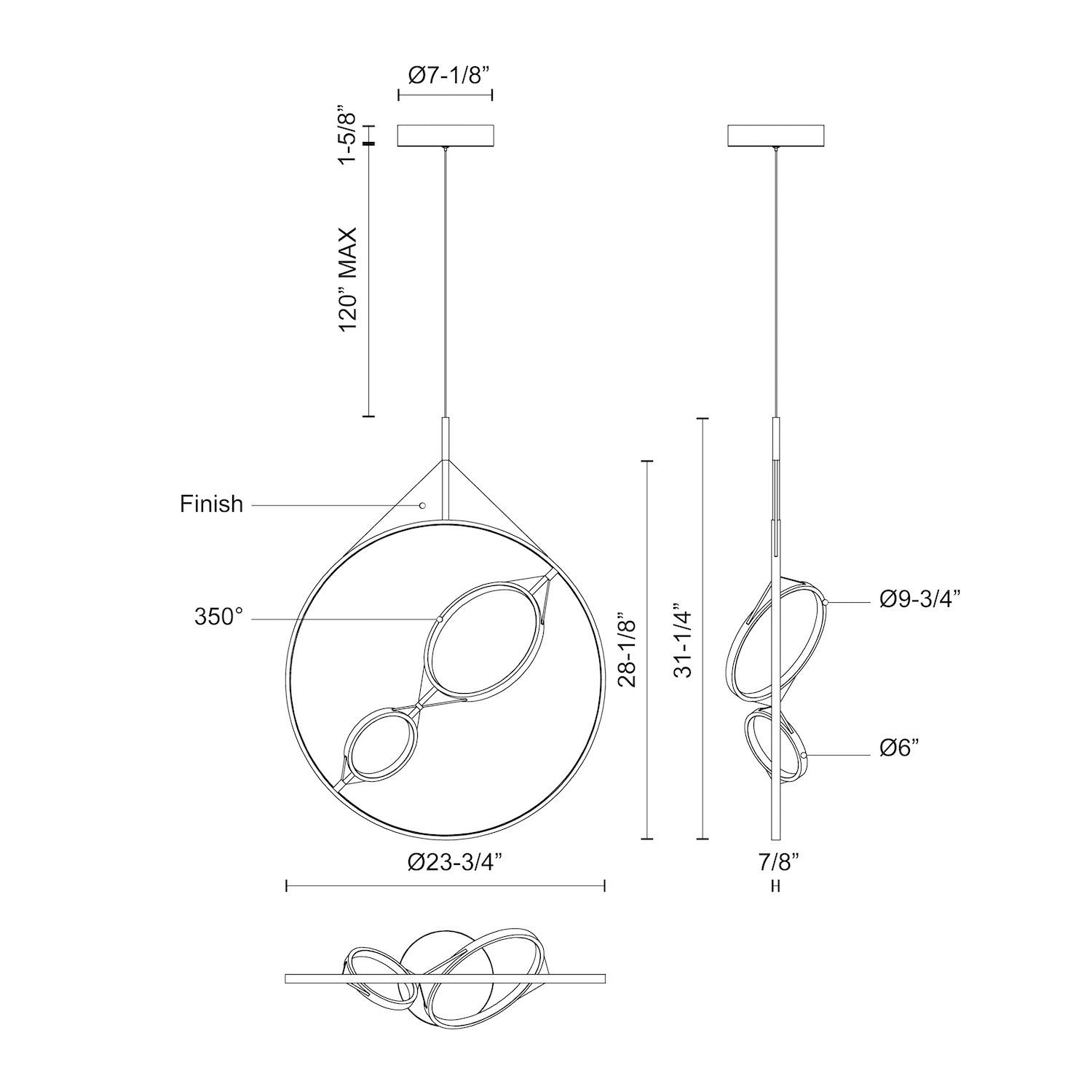 Serif 24-in Aluminum Pendant