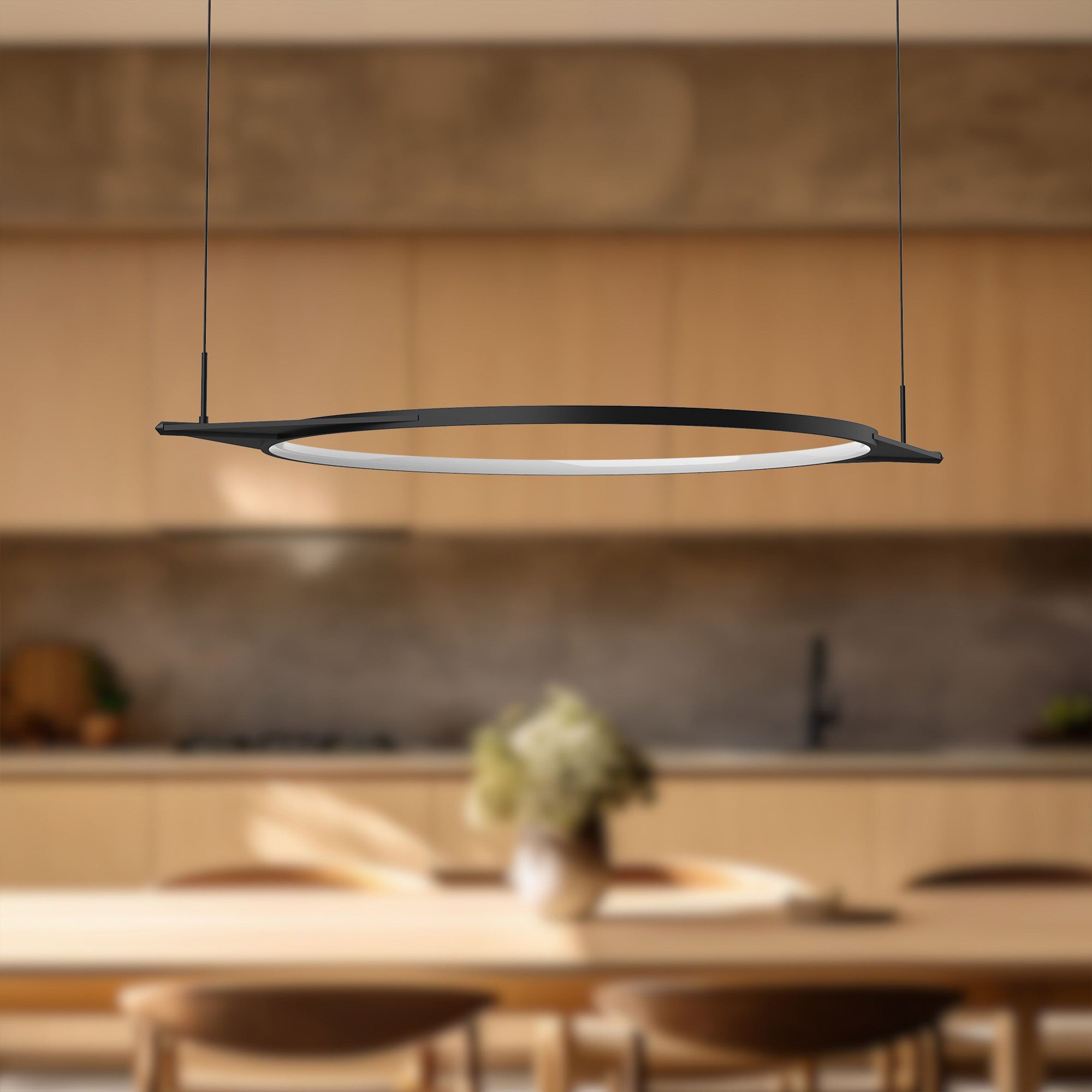 Serif 36-in Dimmable Black LED Angular Pendant