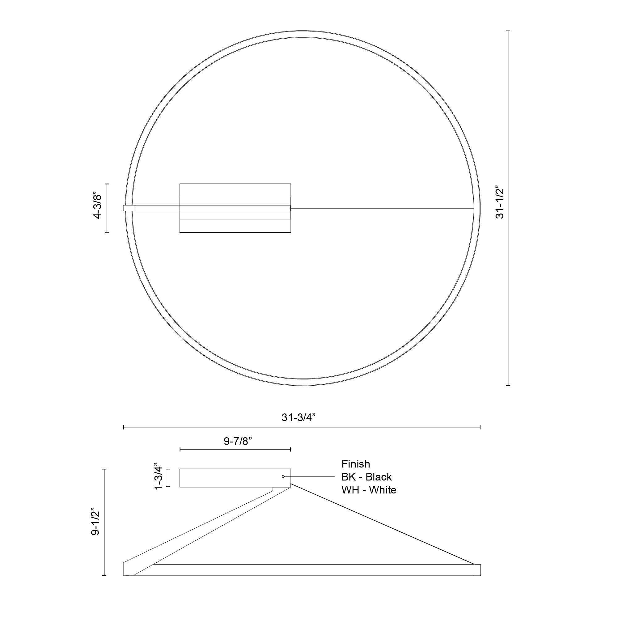 Roda 31-in Aluminum Semi-Flush Mount