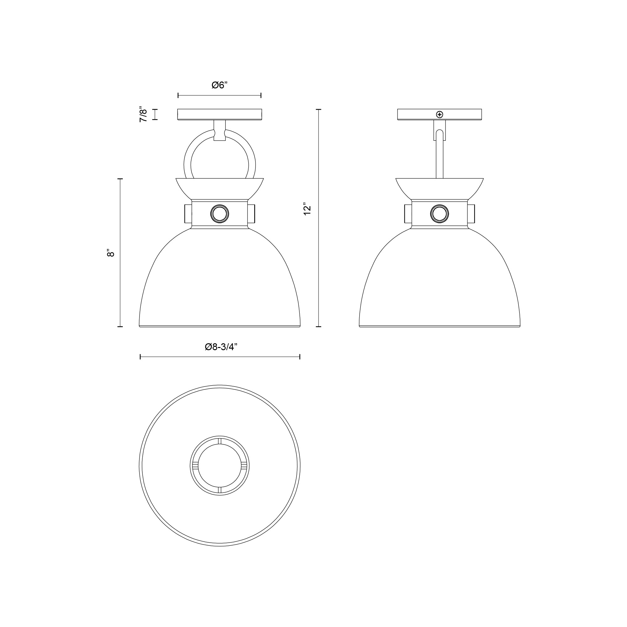 Waldo 9-in Steel Semi-Flush Mount