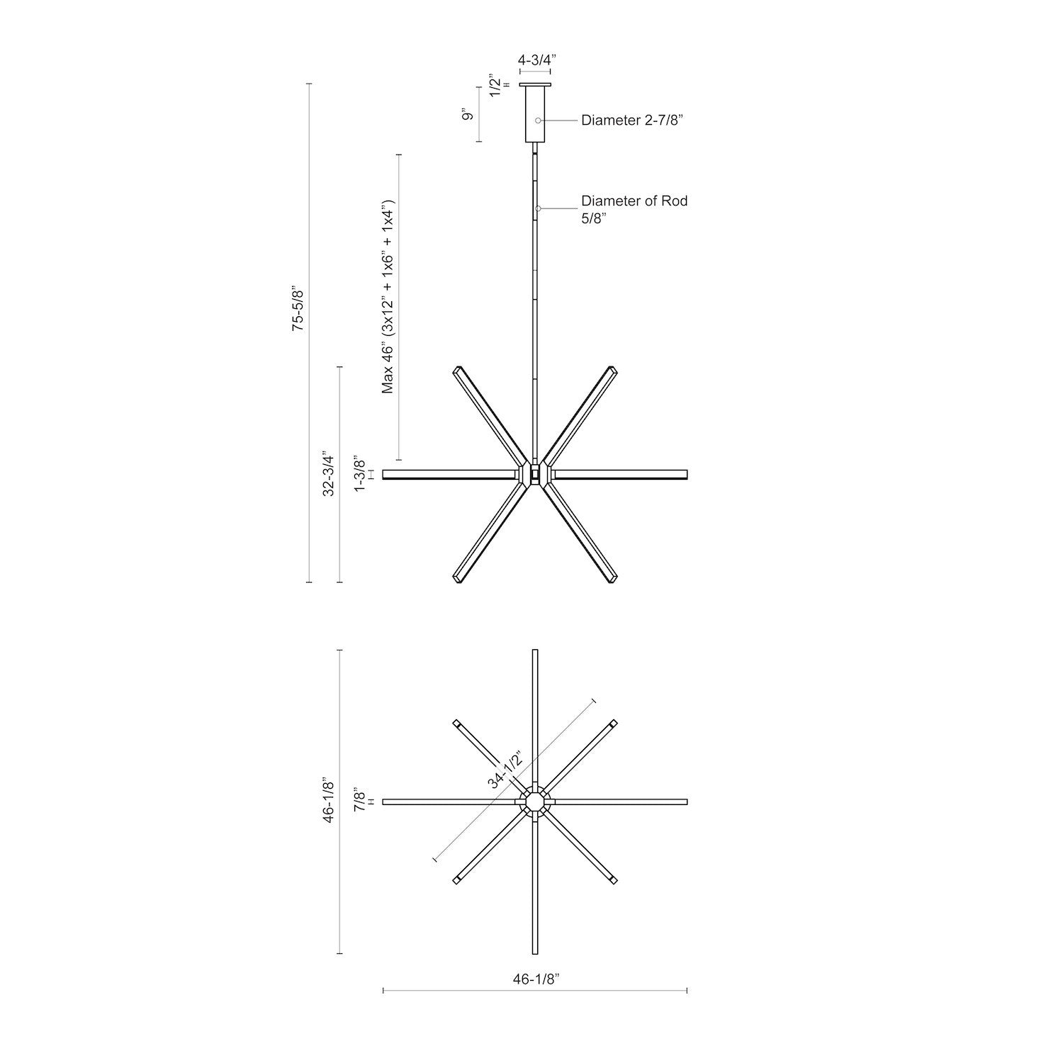Sirius 48-in Aluminum Chandelier
