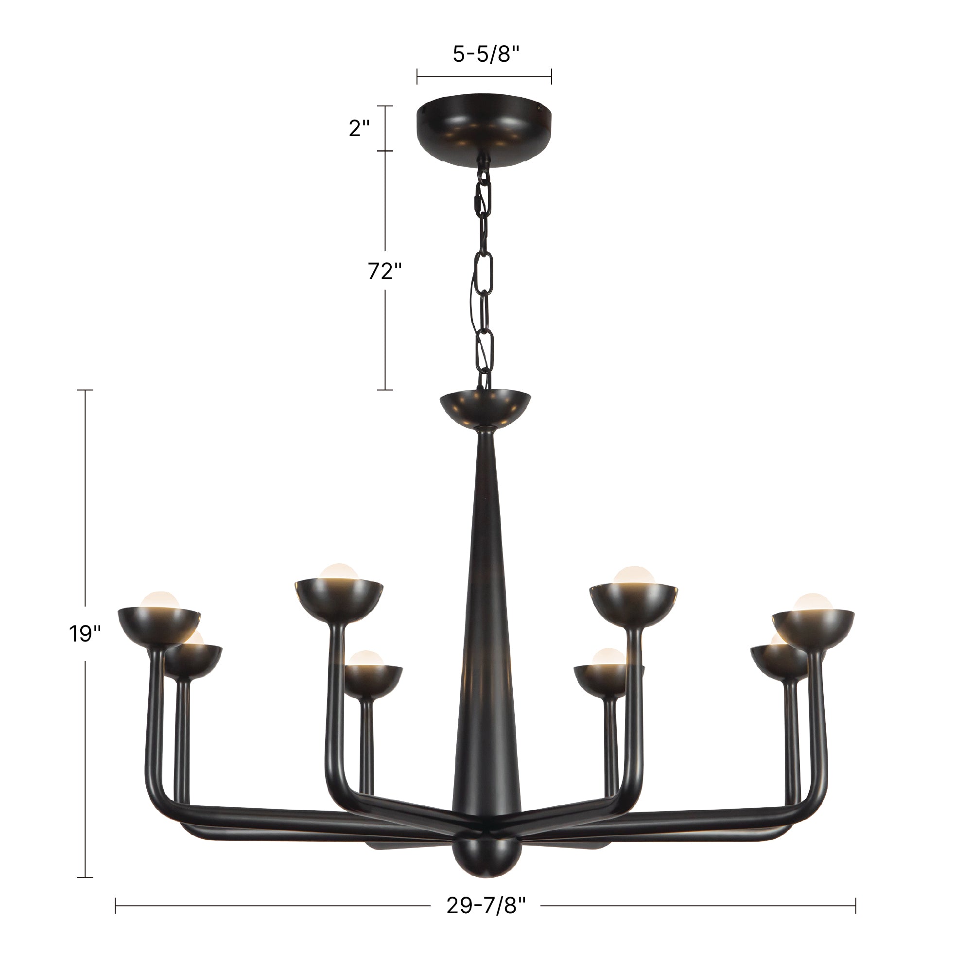 Spade 30-in Steel Chandelier