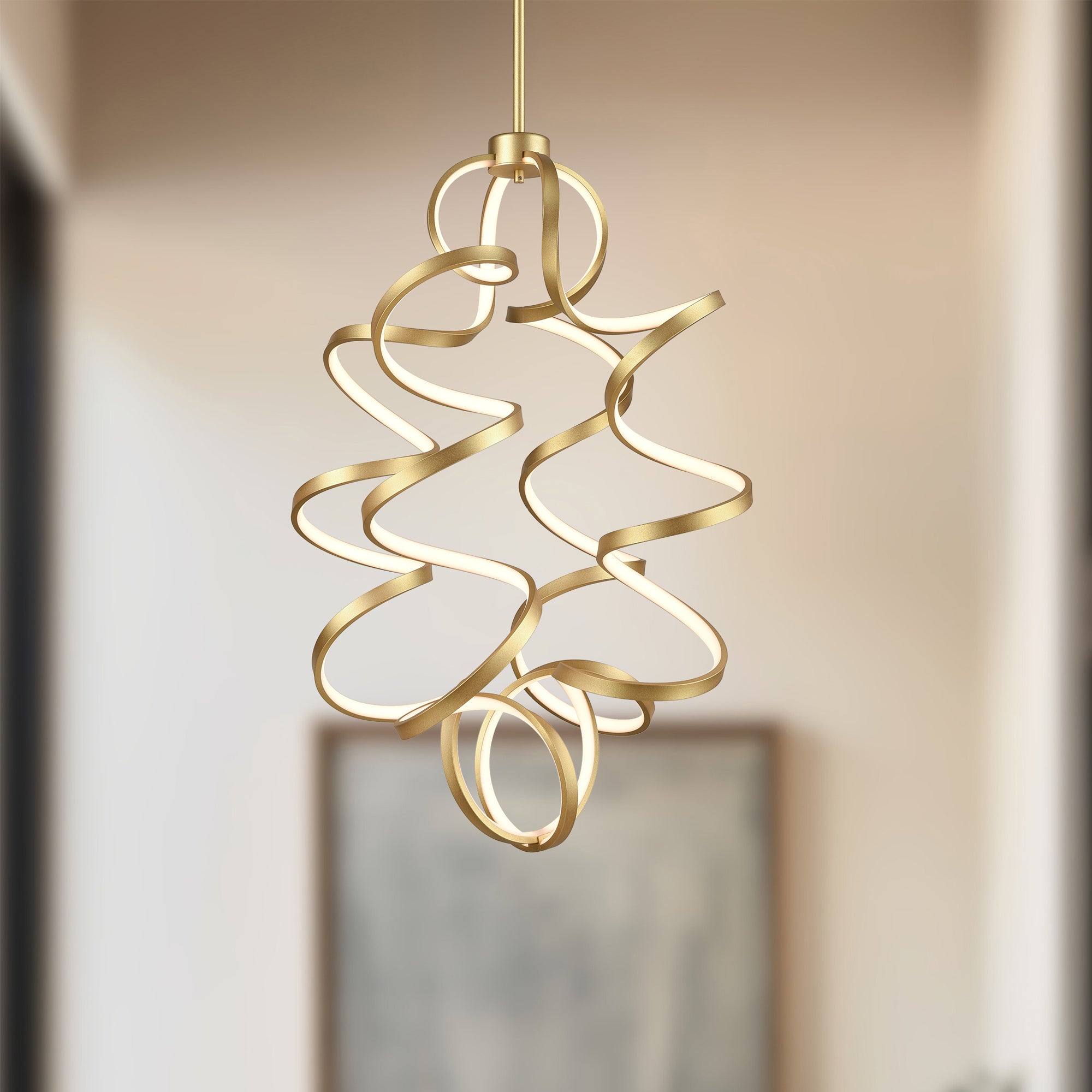 Synergy 34-in Vertical Aluminum Chandelier