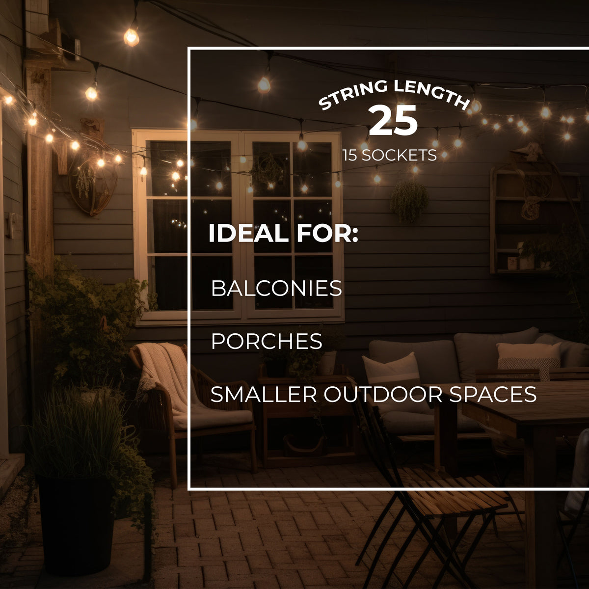 48-foot Black S14 Incandescent String Light Kit with 2700K
