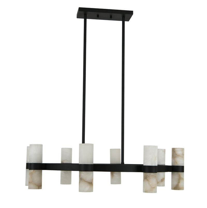 Luella 16 Light Black Chandelier with Alabaster Shades