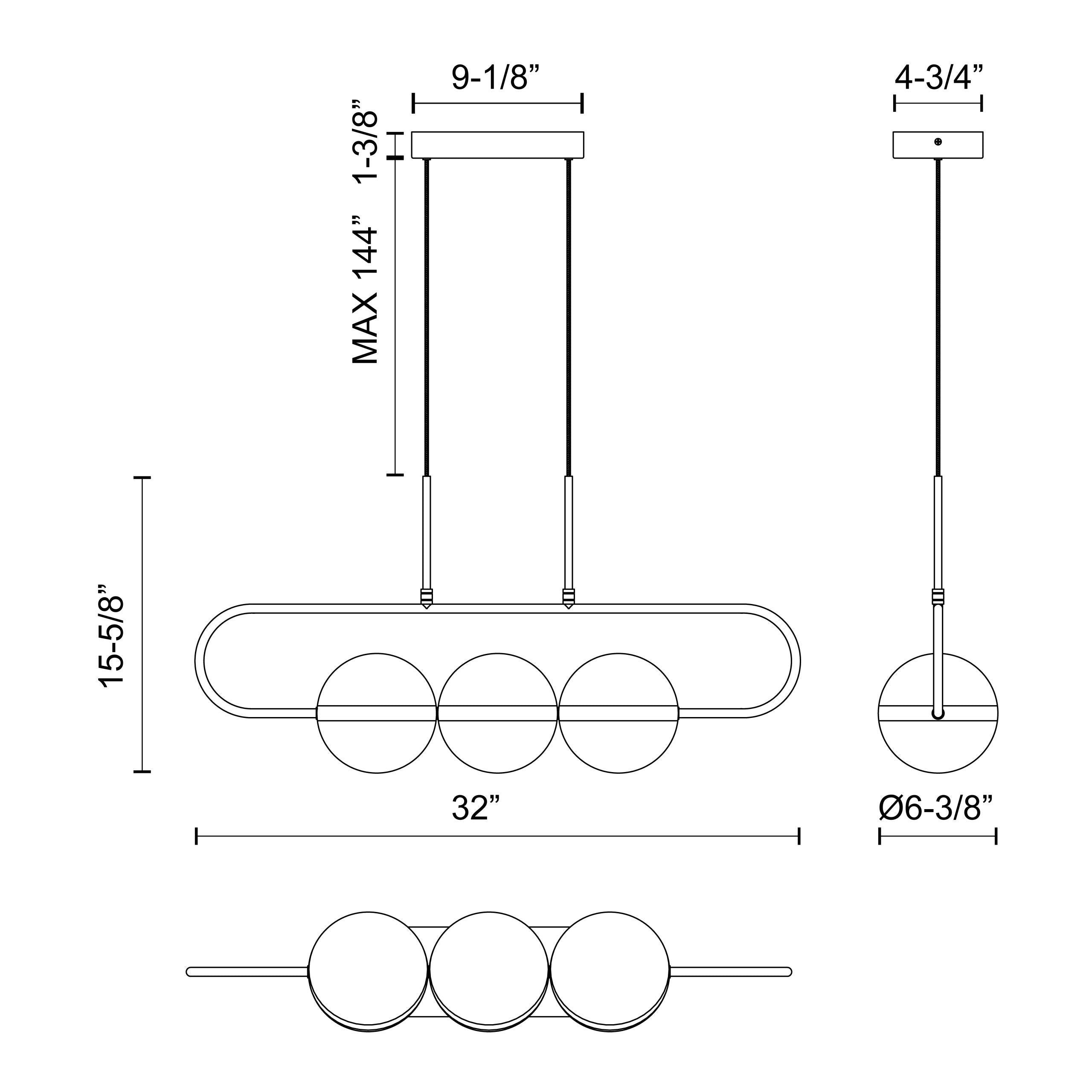 Tagliato 32-in Steel Linear Pendant