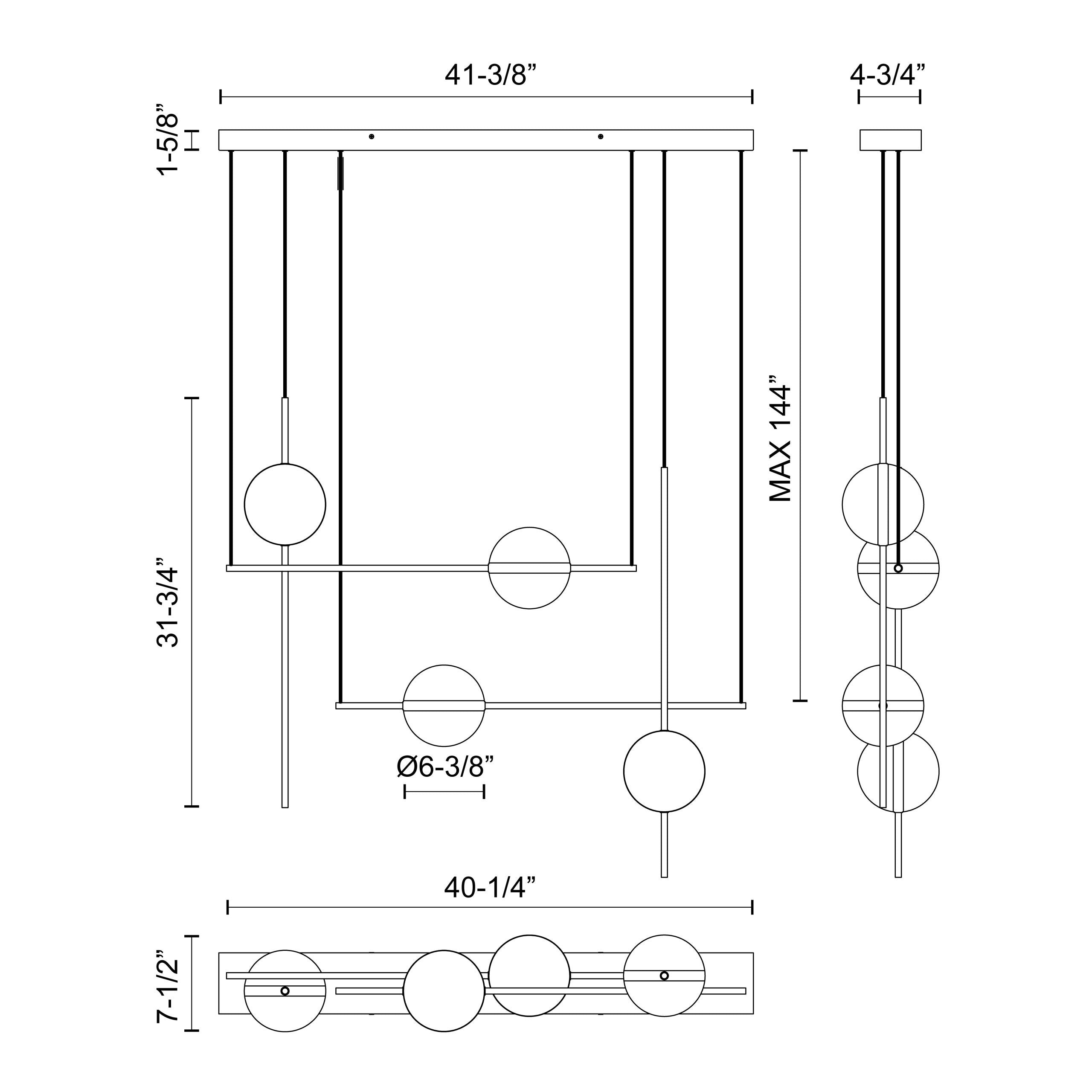 Tagliato 40-in Steel Linear Pendant