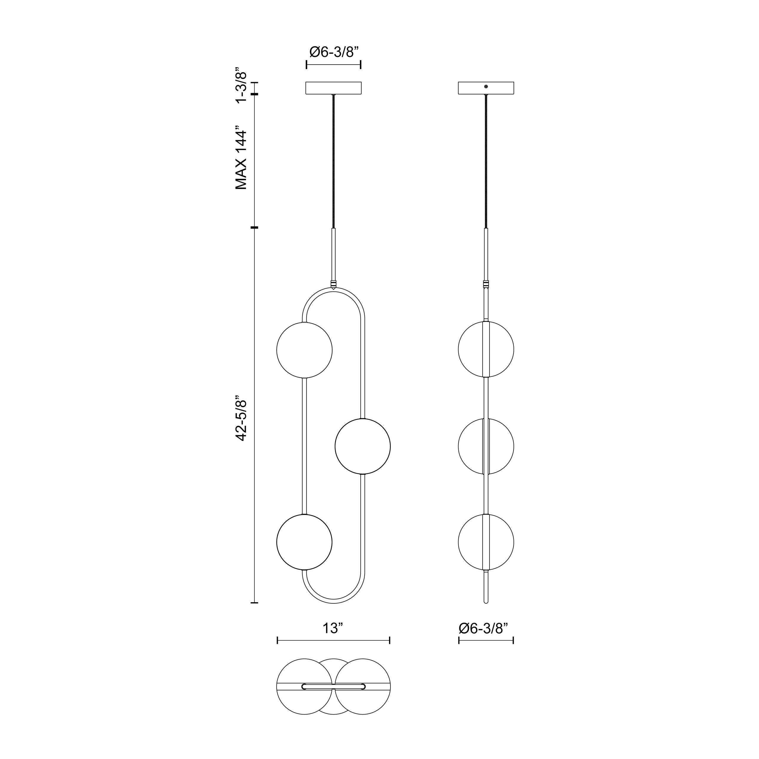 Tagliato 3 Head Steel Pendant